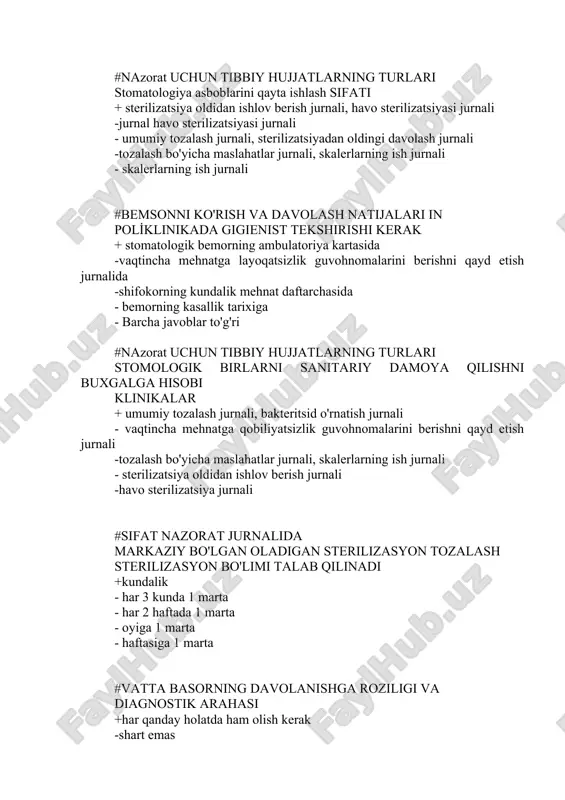 ostik arahasi +har qanday holatda ham olish kerak -shart emas -agar bemor ruhiy kasallikdan aziyat cheksa, kerak emas -agar uning hayotiga tahdid mavjud bo'lsa, kerak emas - ba'zan oladi #xalqaro raqamli milliy tizim doimiy tishlar +18 17 16 15 14 13 12 11|21 22 23 24 25 26 27 28chr(13)48 47 46 45 44 43 42 41|31 32 33 34 35 38 3 -55 54 53 52 51|61 62 63 64 65chr(13)85 84 83 82 81|71 72 73 74 75 -51 52 53 54 55|65 64 63 62 61chr(13)85 84 83 82 81|71 72 73 74 75 -65 64 63 62 61|61 62 63 64 65chr(13)75 84 83 82 81|71 72 73 74 75 -75 84 83 82 81|71 72 73 74 75 #grafik-raqamli noatsiya tizimi doimiy tishlar +8 7 6 5 4 3 2 1|1 2 3 4 5 6 7 8chr(13)8 7 6 5 4 3 2 1|1 …