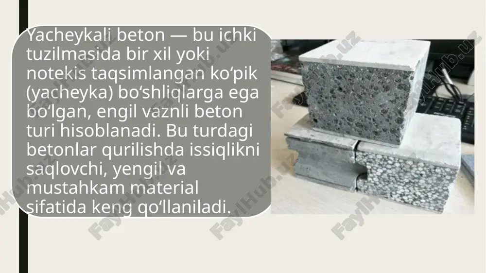 oshiradi. qo‘llanilish sohalari 🏠 turar joy binolarida: – ichki va tashqi devorlar, yengil pardevorlar, issiqlik izolyatsiyasida 🏢 sanoat va ma’muriy binolarda: – sanoat omborlari, ofis binolari va yirik inshootlar qurilishida qo‘llaniladi. 🚧 yong‘inga qarshi devorlar: – yong‘in xavfi yuqori bo‘lgan joylarda 🌡 issiqlik izolyatsiyasi kerak bo‘lgan joylarda: – sovuq hududlardagi qurilishlarda energiyani tejash uchun samarali material hisoblanadi. e’tiboringiz uchun rahmat image1.jpeg image2.jpeg image3.jpeg /docprops/thumbnail.jpeg