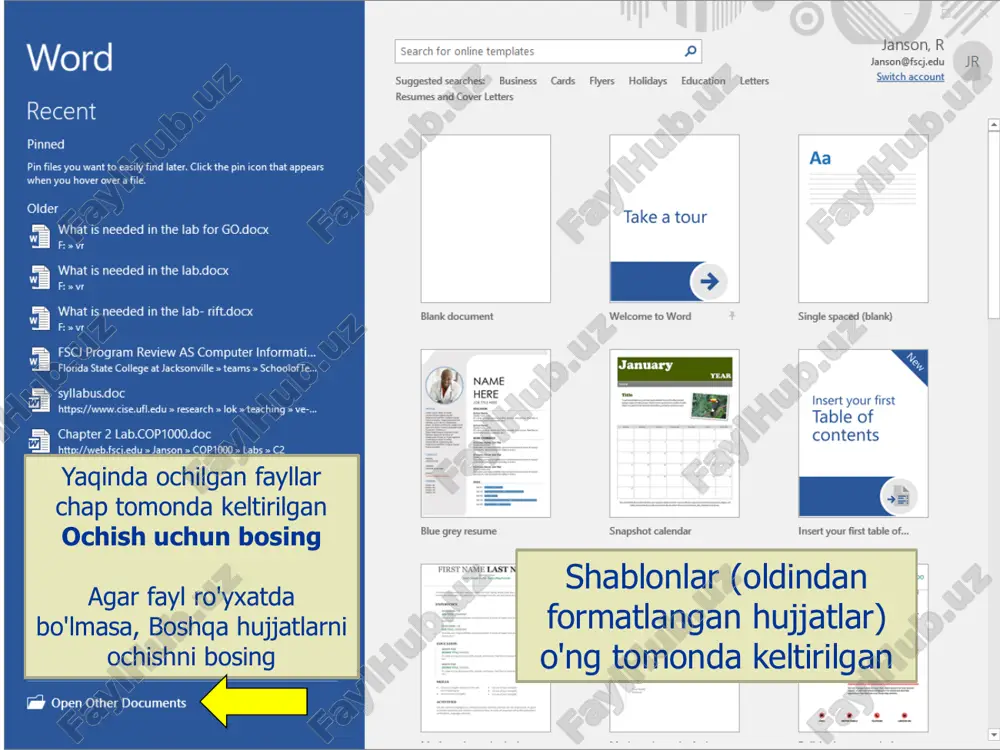 ktsiyalarini belgilash katakchalari ■ shuningdek, takrorlangan so'zlar va / yoki iboralarni yozishda vaqitdan tejashingiz mumkin tekshirish(pravopisanie) ■ umumiy tekshirish funktsiyalarini ham boshqarishi mumkin ♦ fayl ♦ parametri ♦ pravopisanie “show readability statistics(pokazivat statistiku udobochitaemosti)” ni tanlab qo`yamiz… … so'zlar, jumlalar soni, hatto o`qish darajasini ko'rsatiladi tahrirlash ■ nusxalash ♦ matinni belgilash, home, copy, keyin paste ♦ matinni belgilash, ctrl+c, crtl+v ■ qirqib olish va siljitish ♦ matinni tanlash va siljitish ♦ matinni tanlash, qirqish, so`ngra qo`yish ♦ matinni tanlash, ctrl+x, crtl+v ■ qidirish va almashtirish ♦ (bir guruh so`zlar), qidir/almashtir, ♦ maxsus matin, keyingisini qidirish/ almashtirish / hammasini almashtir oynaning kattaligi tahrirlash guruhi yoki alohida funktsiyalar ko'rsatilishini belgilaydi hammasini almashtirishdan ehtiyot bo'ling word ■ undo a real life saver in cases like this ■ alternatives ♦ find - ctrl+f ♦ replace – ctrl+h ■ autocorrect will also often finish entries (ex. dates) ♦ as you type a suggestion window appears, …