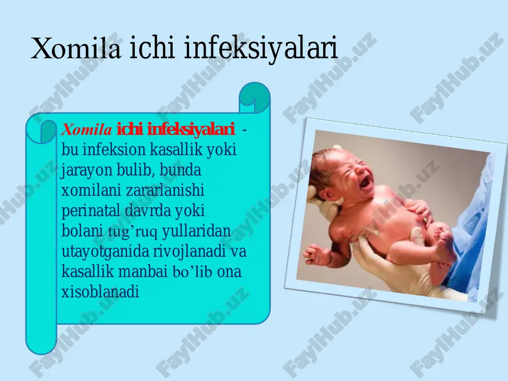 iyani chaqirishi mumkin : 1 va 2 turdagi oddiy gerpes virusi, 3 turdagi oddiy gerpes virusi (varicella zoster), 4 tur – epshteyn - barr virusi (tilning tukli leykoplakiyasi, immum depressiya sindromi), 5-tur sitomegalovirus infeksiyasi, 6-tur - rozeola, 7-tur - surunkali charchash sindromi , 8-tur - sarkoma kaposhi lekin “neonatal gerpes” deb faqat 1 va 2 turdagi gerpes aytiladi neonatal gerpes ogp xomilador ayoldan yuldosh orqali oson o’tib xomilani infeksiyalanishiga olib keladi. virus 1- chi o’rinda nerv tizimini zararlaydi ( anensefaliya, gidrosefaliya, spina bifida), xromasoma anomaliya- lariga olib keladi. xomiladorlikning patalogik uz-uzidan tushishi, xomila tushish xavfi mavjudligi xam virus ta’siridan kelib chiqadi. gerpetik infeksiya immum tizim faoliyatini keskin pasaytiradi. gerpes klinikasi tug’ma gerpes– o’lik tug’ilish, chalalik, mns jaroxati (mikrostfaliya, gidrosefaliya, miyada kalsifikatlar ), terida chandiqlar, mikroftalmiya, gerpetik gepatit, trombositopeniya, sepsis serebral shakli -nekrotik harakterga ega bulgan gerpetik ensefalit- letargiya, koma yo’ki ko’zg’alish . miya parchalanishi , mikrosefaliya , trombositopeniya, gemorragiyalar lokal …