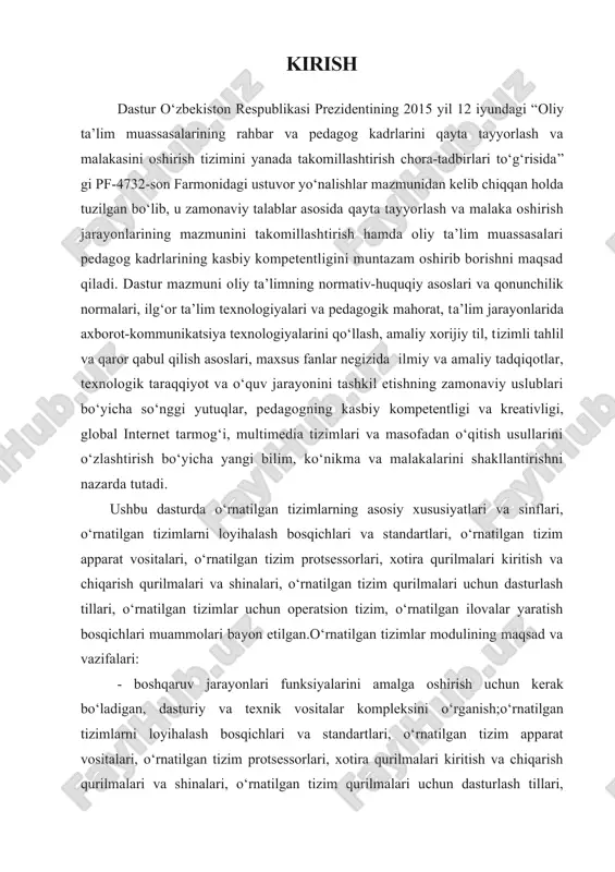 n tizimlari (embedded system) paydo bo‘ldi. bora-bora element bazasi arzonlanishi va uni integrallanishi darajasi ko‘tarilishi va xisoblash qurilmalarini ishonchliligi oshishi bilan exmni boshqariladigan ob’ektni turli joylariga o‘rnatish va barcha xisoblash tugunlarini umumiy nazorat tarmoqiga birlashtirilish imkonlari vujudga keldi. rivojlanish protsessida elementlar kichiklashishi va boshqariladigan ob’ektlar bilan birlashishi bilan kiberfizik nomini olgan (cps, cyber physical system) tizimlari paydo bo‘ldilar. boshqariladigan ob’ektlariga xisoblash tizimi kiritilish darajasiga ko‘ra quyidagi tizimlarni ajratish mumkin: · axborot-boshqaruvchi tizimlar (abt). · taqsimlanganaxborot-boshqaruvchi tizimlar (tabt). · o‘rnatilgan tizimlar (embedded system, es). · tarmoqli o‘rnatilgan tizimlar (networked embedded system, nes). web dasturlash, veb-saytlar, veb-sovellarni yaratish va ulardan foydalanish uchun kodlarni yozishning umumiy nomidir. bu, veb ilovalarni yaratish uchun html, css, va javascript kabi texnologiyalardan foydalanishni o'z ichiga oladi. web dasturlashni o'rganish uchun sizga birinchi qadam sifatida html (hypertext markup language) va css (cascading style sheets) tilini o'rganish kerak. html veb-saytlar matnini, rasmlarni, videolarni va boshqa tarkiblarni qurish uchun ishlatiladi. …