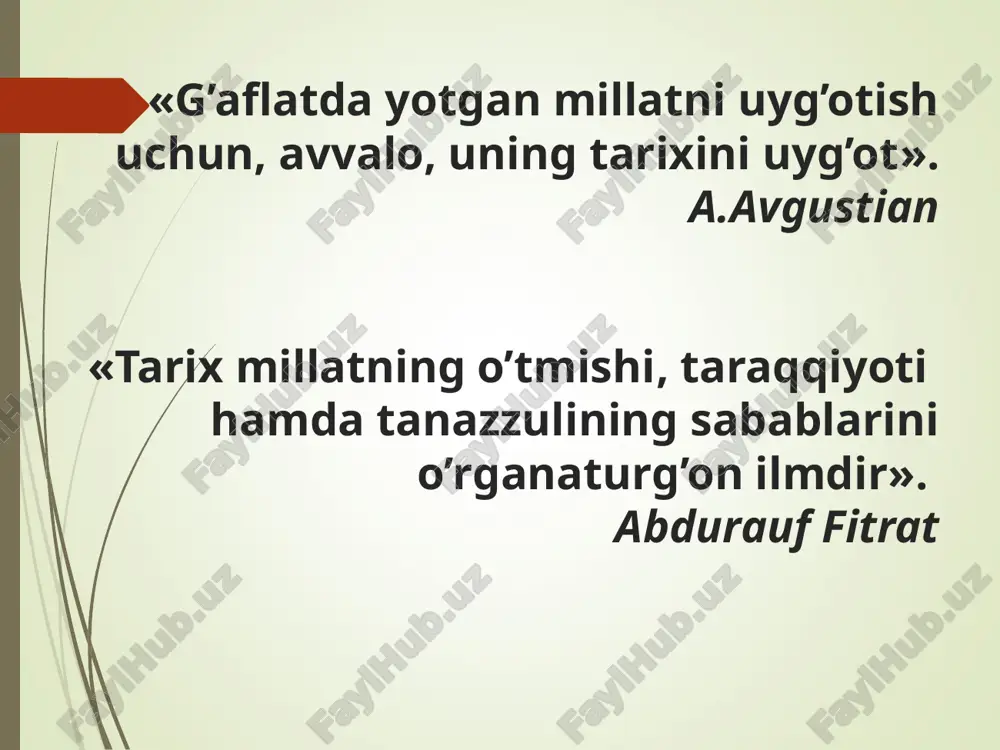 i ekanligi. davrlashtirish ijtimoiy rivojlanishning xronologik ketma-ket bosqichlarini belgilash. bu bosqichlarni belgilashda barcha mamlakatlar uchun birdek umumiy omil yo‘q, ammo ko‘pchilik, ayniqsa ilg‘or mamlakatlar uchun umumiy bo‘lgan qonuniyatlarni belgilab olish va davrlashtirishda ularga tayanish lozim. kishilik jamiyati shakllanishining ilk davri uchun mehnat qurollari yasalgan materiallar va ularni yasash texnologiyasidagi farq asos qilib olinadi. xuddi shu asosda «tosh asri», «mis asri», «temir asr» kabi tushunchalar paydo bo‘ldi. insoniyat tarixida taxminan yozuv paydo bo‘lishi bilan o‘z solnomalarini yuritgan turli sivilizatsiyalar, davlatlar va sulolalarning umri tarixni davrlashtirish uchun asos qilib olinadigan bo‘ldi. hozirda qadimgi dunyo tarixini 2 ta tamoyil asosida davrlashtirishadi: formatsiyaviy yondashuv; sivilizatsiyaviy yondashuv. tarixni davrlashtirishda ikkita yondashuv mavjud edi: - ibtidoiy-jamoa tuzumi; - quldorlik tuzumi; - feodal tuzum; - kapitalistik tuzum; - kommunistik tuzum. formatsiyaviy yondashuv: neolit sivilizatsiyasi; ilk sinfiy sivilizatsiya; antik sivilizatsiya; o‘rta asrlar sivilizatsiyasi; old industrial sivilizatsiya; industrial sivilizatsiya; postindustrial sivilizatsiya. sivilizatsiyaviy yondashuv: qadimgi dunyo¸ (bundan 3 – 2,5 …