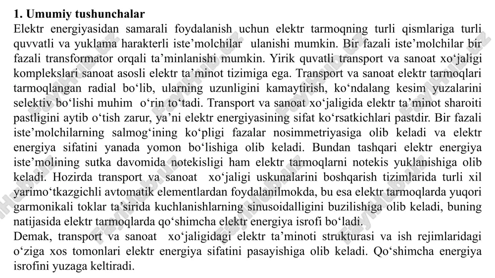 a sharoitda ishlashi mumkinligini (tabiatga yoki ishxonaning ichki sharoitiga) tekshiring. qo‘shimcha funksiyalar va osonlik darajasi: zamonaviy uskunalarda ko‘pincha qo‘shimcha funksiyalar mavjud. shu bilan birga, uning ishlatish osonligi ham muhim, ayniqsa uni kundalik hayotda yoki ishda doimiy ravishda qo‘llaniladigan bo‘lsa. muddat va kafolat: uskunaning muddati va kafolati uning uzoq muddat xizmat qilishi uchun muhim. kafolat shartlarini ko‘rib chiqing, bu kelajakdagi ta’mirlash yoki almashtirish bilan bog‘liq muammolarni yechishga yordam beradi. narx va byudjet: tanlayotgan elektr uskunaning narxi siz belgilagan byudjetga mos kelishini ta’minlash kerak. ko‘pincha yuqori sifatli uskunalar qimmatroq bo‘ladi, ammo ular uzoq muddat davomida ko‘proq samara keltiradi. o‘ylaymanki, shu ko‘rsatmalarga amal qilsangiz, o‘zingizga mos va samarali elektr uskunani tanlashingiz mumkin. qanday uskuna turi kerakligini aniqlagan bo‘lsangiz, aniqroq ma’lumot bera olaman. 3. elektr uskunalarini rastional tanlash elektr uskunalarini ratsional tanlash deganda, ma'lum bir ishlab chiqarish jarayoni yoki uy-ro‘zg‘orda foydalanish uchun eng samarali, tejamli va maqsadga muvofiq uskunalarni tanlash tushuniladi. bu jarayonda texnik, …