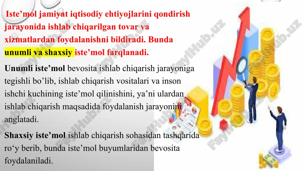 garishiga nisbatan munosabatni kiritish mumkin. jamg‘arish deb, milliy daromadning bir qismi asosiy va aylanma kapitallarni, shuningdek, ehtiyot zahiralarini ko'paytirish uchun sarflanishiga aytiladi. jamg'arilgan mablag'larning moddiy ishlab chiqarish sohasining asosiy kapitallarini va ay­lanma mablag'larini kengaytirishga ketadigan qismi ishlab chiqarish sohasidagi jamg'arish summasini hosil qiladi. ijtimoiy-madaniy sohadagi jamg'arish (noishlab chiqarish jamg'arishi) uy-joy fondini, kasalxonalar, o'quv muassasalari, madaniyat, sog'liqni saqlash, sport muassasalari, ya’ni nomod­diy ishlab chiqarish tarmoqlarini kengaytirish, rekonstruksiya- lash, yangilashga sarflanadi. jamg'arish me’yori bevosita jamg'arish summasining butun milliy daromad hajmiga nisbati bilan aniqlanadi investitsiyalar — asosiy va aylanma kapitalni ko'paytirishga, ishlab chiqarish quvvatlarini kengaytirishga pul shaklidagi qo'yilmadir. u pul mablag’lari, bank kreditlari, aksiya va boshqa qimmatli qog'ozlar ko’rinishida amalga oshiri­ladi. pul mablag’lari ko'rinishidagi investitsiya nominal investitsiya, ana shu pul mablag’lariga sotib olish mumkin bo’lgan investitsion resurslar real investitsiya deyiladi. investitsiyalarga sarflar darajasini ikkita asosiy omil bel­gilab beradi: investitsiya sarflaridan kutilayotgan foyda normasi; 2) foiz stavkasi. pul mablag’lari ko‘rinishidagi investitsiya nominal inves­titsiya, ana …