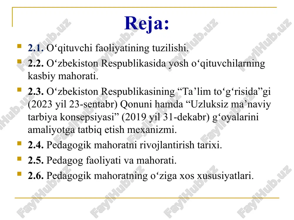 tida oʻqituvchining oʻzini tuta olmasligi ishni buzishi mumkin…” qoshgʻariy: “men a’zolar kasalligini davolashdan oldin odamlarning ruhiyatini davolashni zarur deb topdim. bunga men oʻqituvchilik yoʻli bilan erishaman, bunga mening ishonchim komil. chunki a’zolar kasalligi bilan yuzlarcha, minglarcha odamlar halok boʻlsalar, nodonlik, bilimsizlik tufayli oʻn ming va yuz minglarcha odamlar halok boʻladilar…”. ulugʻ alloma alisher navoiy ham oʻqituvchi mehnatini xolisona baholab: “agar shogird podsholikka erishsa ham, unga (muallimga) qulluq qilsa arziydi”, “haq yoʻlida kim senga bir harf oʻrgatmish ranj ila” kabi satrlar bitgan. zamonaviy maktab oʻqituvchisi qator vazifalarni bajaradi. oʻqituvchi- sinfdagi oʻquv jarayonining tashkilotchisidir. oʻqituvchi oʻquvchilar uchun dars payti, qoʻshimcha darslarda va shu bilan birga darsdan tashqari paytlarda ham kerakli maslahatlar berishda bilimlar manbaidan biridir. koʻpchilik oʻqituvchilar sinf rahbari vazifasini bajarib, tarbiya jarayoni tashkilotchilari boʻlib hisoblanadilar. pedagog olim komil zaripov oʻqituvchining kasbiy mahorati mazmun va mohiyatini “ilgʻor oʻqituvchi”, “ijodkor oʻqituvchi”, “novator oʻqituvchi” timsolida asoslaydi va shunday ta’riflaydi: “ilgʻor oʻqituvchi” avvalo boshqa oʻqituvchilarga …