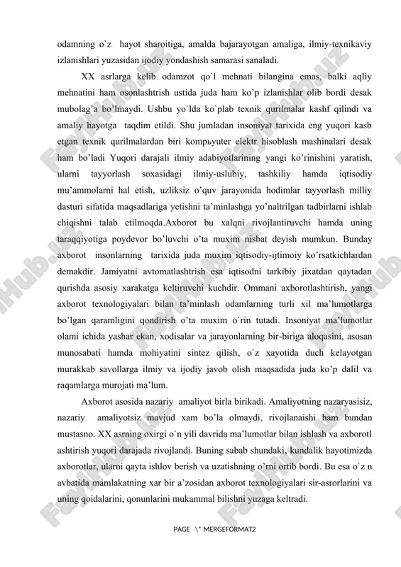 miyatni avtomatlashtrish esa iqtisodni tarkibiy jixatdan qaytadan qurishda asosiy xarakatga keltiruvchi kuchdir. ommani axborotlashtirish, yangi axborot texnologiyalari bilan ta’minlash odamlarning turli xil ma’lumotlarga bo’lgan qaramligini qondirish o’ta muxim o`rin tutadi. insoniyat ma’lumotlar olami ichida yashar ekan, xodisalar va jarayonlarning bir-biriga aloqasini, asosan munosabati hamda mohiyatini sintez qilish, o`z xayotida duch kelayotgan murakkab savollarga ilmiy va ijodiy javob olish maqsadida juda ko’p dalil va raqamlarga murojati ma’lum. axborot asosida nazariy amaliyot birla birikadi. amaliyotning nazaryasisiz, nazariy amaliyotsiz mavjud xam bo’la olmaydi, rivojlanaishi ham bundan mustasno. xx asrning oxirgi o`n yili davrida ma’lumotlar bilan ishlash va axborotlashtirish yuqori darajada rivojlandi. buning sabab shundaki, kundalik hayotimizda axborotlar, ularni qayta ishlov berish va uzatishning o’rni ortib bordi. bu esa o`z navbatida mamlakatning xar bir a’zosidan axborot texnologiyalari sir-asrorlarini va uning qoidalarini, qonunlarini mukammal bilishni yuzaga keltradi. i-bob. nazariy qism 1.1 3ds max autodesk 3ds max autodesk — autodsk inc. firmasi tomonidan ishlab chiqilgan va …