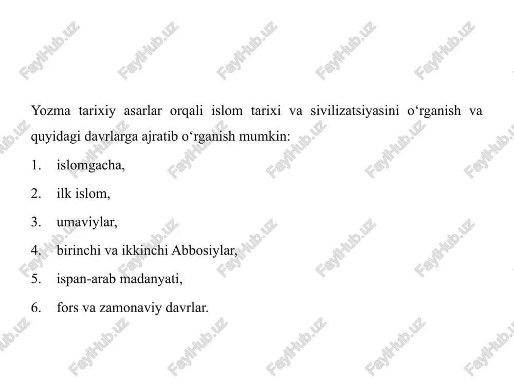 ar. arablar armiyasining asosiy zarbdor kuchini otliq qoʻshinlar tashkil qigan. vii asr va viii asrning birinchi yarmi mobaynida ulkan davlat — arab xalifaligi tashkil topadi. damashq shahri uning poytaxtiga aylanadi. ali ibn abu tolib vafotidan soʻng davlatni boshqargan umaviy xalifalar (661-750) arab tarixiy adabiyotida „diniy tarbiyadan umuman yiroq“ shaxslar sifatida tavsiflanadilar. xalifalar rasman diniy va dunyoviy yagonalikni mujassam etgan boʻlsalarda, lekin amalda jamiyatning diniy hayotiga taʼsir koʻrsatmasdilar. diniy arboblar (muhaddislar, qorilar, mufassirlar, faqihlar) qatlami vujudga kelganki, endi diniy masalalar boʻyicha jamoatchilik fikrini xalifalar emas, balki aynan oʻsha arboblar shakllantiradigan boʻlganlar. umaviylar davrida (mil.661-750) yozilgan arablarning o‘ziga xos turmush tarzi yarim orolda keng tarqalgan oddiy ko‘chmanchilik hayot tarzi bilan bog‘liq. gretsiya bilan o‘rnatilgan aloqalar samarasi o‘laroq musiqa san’atining rivojiga katta turtki berdi, aslida ulardagi bu qobiliyat nasr va she’r o‘qish bilan birga taraqqiy etgan edi. endi, bu holat islomdan avvalgi arab qabilalarida ham an’anaga aylangani hech kimga sir emas. 800-yillarning o‘rtalariga …