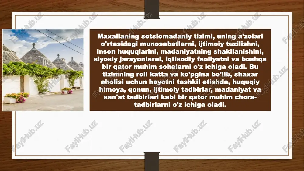 mahallasi /docprops/thumbnail.jpeg mavzu: maxallaning shaxar sotsiomadaniy tizimidagi roli