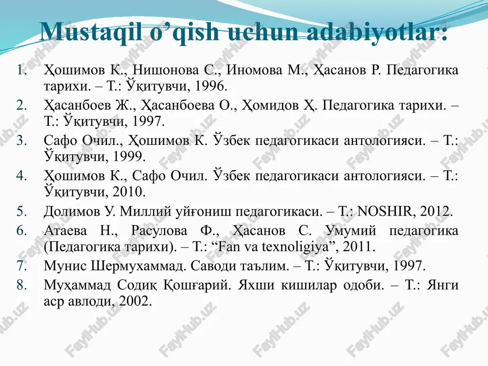a yil davomidagina bunga erishganlar. bo’limlar kurslar mashg’ulotlarning tashkil etilish tartibi madrasa odatda ikki bo‘limdan, ya’ni: quyi (ibādat al-’islām) va yuqori (mas’ola) bo‘limlardan iborat bo‘lgan. birinchi bo‘limda talabalar din ahkomlarini o‘rganganlar. ikkinchi bo‘limda esa – qur’oni karimga muvofiq holda bayon etilgan islomning asosiy qonunlari o‘qitilgan. bundan tashqari, arab tilshunosligi, mantiq, tarix, she’r yozish ilmi, metafizika va boshqa fanlar ham o‘qitilgan. madrasa talabalarini shartli ravishda uchta kursga bo‘lish mumkin. birinchi, ya’ni boshlang‘ich kurs adnā (quyi), ikkinchi kurs – avsat (o‘rta) va uchinchi kurs – a‘lo (yuqori) deb nomlangan. shu o‘rinda bunday kurslarga ajratish faqat yirik madrasalarda mavjud bo‘lgani, talabalar soni 20 kishiga yetmagan kichik madrasalarda esa talabalarning barchasi faqat bitta mudarrisga mashg‘ulotga qatnaganlarini qayd etish lozim madrasada darsni tashkil etish tartibi quyidagicha bo‘lgan: bitta darslikdagi aynan bir bobni o‘rganayotgan 10-15 nafar talaba bir sinf xonasiga to‘planishgan va o‘zlariga oqsoqol (sardor) saylab olishgan. bu guruh «jamoa», uning oqsoqoli esa «qori jamoa» deb …