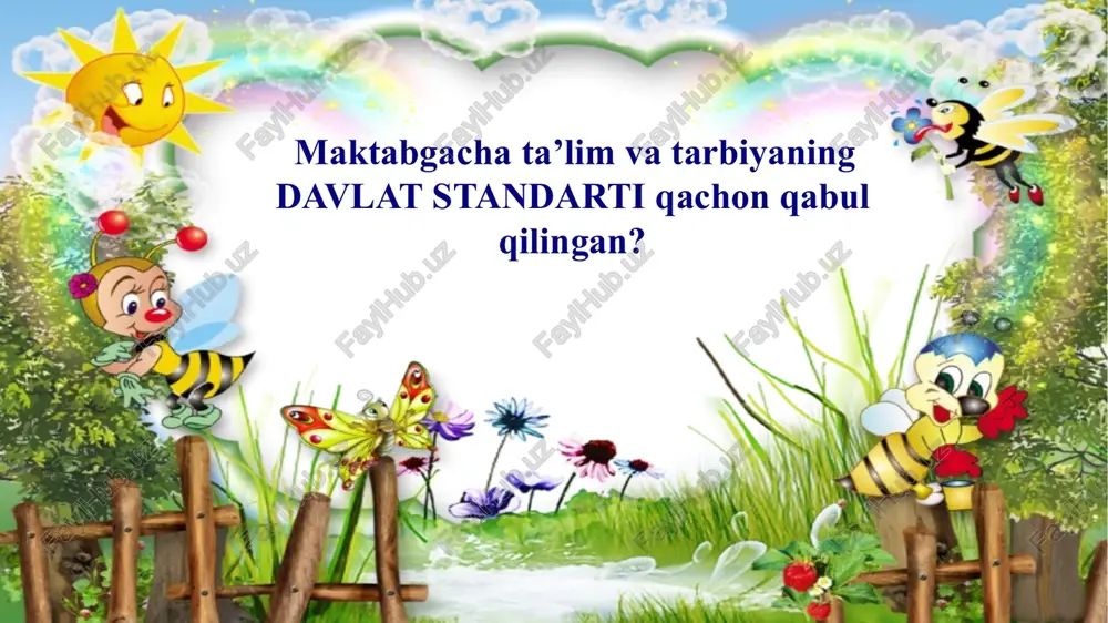 4 bob. davlat talablarining tarkibi 7. davlat talablari rivojlanish sohalari integratsiyasini nazarda tutadi va bola rivojlanishiga ko‘maklashadi. davlat talablari tug‘ilgandan 7 yoshgacha bo‘lgan bolalarning beshta asosiy rivojlanish sohalariga bo‘lingan. har bir rivojlanish sohasi o‘z o‘rnida kichik sohalarga bo‘lingan bo‘lib, ular har bir yosh guruhiga mos bir nechta talablardan (kutilayotgan rivojlanish ko‘rsatkichlaridan) iborat. 8. davlat talablari bolaning quyidagi rivojlanish sohalari bo‘yicha belgilanadi: * jismoniy rivojlanish va sog‘lom turmush tarzining shakllanishi; * ijtimoiy-hissiy rivojlanish; * nutq, muloqot, o‘qish va yozish malakalari; * bilish jarayonining rivojlanishi; * ijodiy rivojlanish. “jismoniy rivojlanish va sog‘lom turmush tarzining shakllanishi” sohasi quyidagi kichik sohalarga bo‘linadi: 1. yirik motorika 2. mayda motorika 3. sensomotorika 4. sog‘lom turmush tarzi va xavfsizlik. “ijtimoiy-hissiy rivojlanish” sohasi quyidagi kichik sohalarga bo‘linadi: - “men” konsepsiyasi; - hissiyotlar va ularni boshqarish; - ijtimoiylashuv, kattalar va tengdoshlar bilan muloqot. “nutq, muloqot, o‘qish va yozish malakalari” sohasi quyidagi kichik sohalarga bo‘linadi: 1. nutq va til 2. …