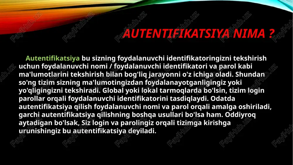 irlash, dasturiy ko’rinishdagi tokenlarning zararli dasturlarga bardoshsizligi, qalbakilashtirish, ma’lumotlar bazasidan biometric ma’lumotlarni almashtirish. bu hujumlarning oldini olish faqat o’zimizga bog’liqligini eslatib o’tmoqchiman. buning uchun murakkab parollardan foydalanish, ko’p faktorli auttentifikatsiyadan foydalanish, tokenlarni xavfsiz saqlash, tiriklikka tekshirish talab qilinadi. ushbu choralar ko’rilganda hujum oldi olinadi yoki ancha qiyinlashtiriladi. xulosa xulosa qilib shuni aytishim mumkinki, autentifikatsiya jarayonida biometric ma’lumotlarga qaraganda parollardan foydalanish ancha qulay, xavfsiz va ancha arzon. chunki parollar uchun biror sotib olinishi kerak bo’lgan qurilma shart emas va bu arzon ekanligini bildiradi. qolaversa biometric ma’lumotlaringiz o’g’irlansa ularni almashtirish yoki o’zgartirish imkoniga ega emassiz, parollar bilan bu muammoga duch kelmaysiz. ularni xohlagancha tekinga o’zgartirish mumkin. bu esa parollar tom ma’noda xavfsizroq ekanligini bildiradi. image2.png image1.png /docprops/thumbnail.jpeg _ - autentifikatsiya jarayonida parollaming roll