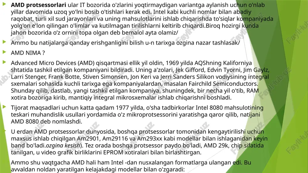 o'yxatini ko'rib chiqamiz, ularni aniqlashning eng tezkor usuli. fx series, athlon va bulldozer arxitektura apulari amd uchun eskirgan o'tmishning bir qismi bo'lishiga qaramay, buldozer arxitekturasi seriyasi ko'p foydalanuvchilar uchun uzoq umr ko'rishda davom etmoqda, chunki uning yadroli modulli tuzilishi barqarorligi va global rivojlanishning hozirgi nuqtasida arzonligi. ajratish kerak bo'lgan birinchi diapazon - bu amx + rozetkasi bo'lgan to'rtdan sakkiz yadrogacha bo'lgan versiyalari bo'lgan kompaniyaning o'sha paytdagi eng yuqori darajadagi fx seriyasi. har bir mahsulotni farqlash uchun to'rtta raqamli nomenklatura quyidagilardan iborat. 1. seriyadagi fx harflaridan keyingi birinchi raqam yadrolar sonini ko'rsatadi. masalan, fx 4350 to'rt yadroli bo'ladi, bu birinchi raqam 4 bilan ko'rsatilgandek. fx 6350 (olti yadroli) va fx 8350 (sakkiz yadroli) bilan ham shunday bo'ladi. 2. fxdan keyingi ketma -ket ikkinchi raqam mahsulot yaratilgan me'morchilik turini ko'rsatadi. mahsulot raqami 3 fx 8350, masalan, piledriver deb nomlangan buldozer arxitekturasini yaxshilaydi. 3. kodning fx harflaridan keyingi uchinchi raqami gx, protsessorning ish …