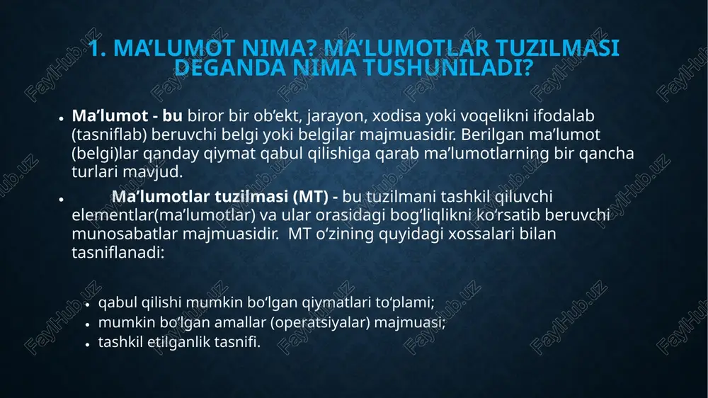 masi va ‘algoritmalar fanidan ‘mustaqil ishi