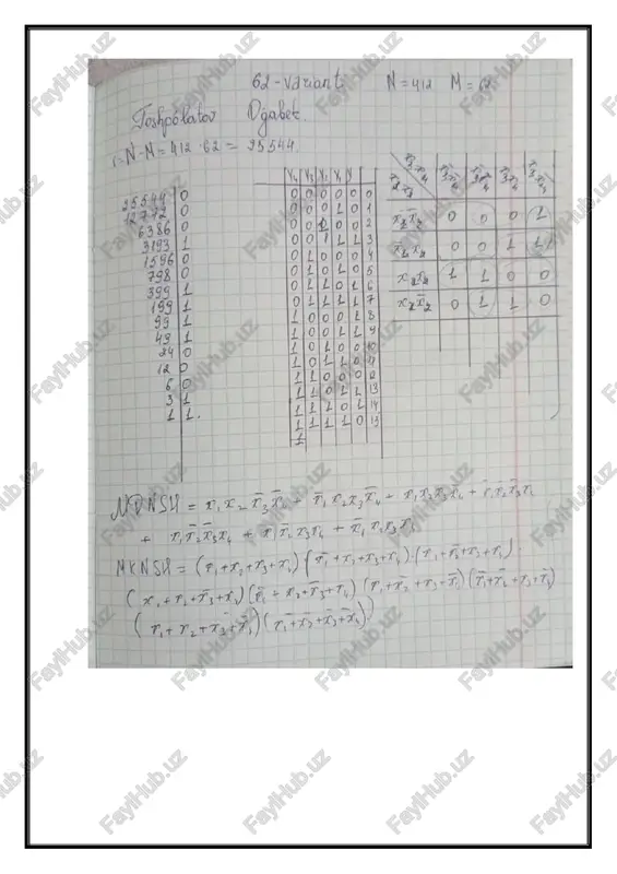 mantiqiy algebraik funksiyalarni karno kartasi yordamida ixchamlash - Page 3