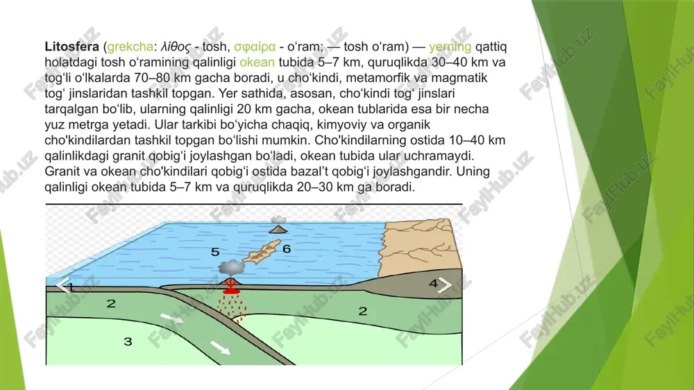 a). mutaxassislarning fikricha, xxi asrda quruqlikning 6/1 qismi kon, yoʻl va har xil inshootlar bilan band boʻladi. aholi sonining oshib borishi, qurilishlarning kengaiishi dehqonchilikka yaroqli yerlarning kamayishiga sabab boʻlmoqda. mutaxassislarning fikricha, xxi asrda yerlarning unumdorligini 3,5-4 % ga oshirilmasa, sayyoramizda yiliga 200 mln tonna don yetishmovchiligi holati yuz berishi mumkin[6]. tuproq(qum) — litosfera yuza qavatlarining suv, havo va tirik organizmlar taʼsirida oʻzgarishidan shakllanadigan va genetik jihatdan oʻzaro bogʻliq gorizontlardan tashkil topgan tabiiy tuzilma; yer poʻstining yuza va unumdor qatlami. t.ning nuragan tog jinslaridan farq qiladigan eng muhim xususiyati — unumdorligidir (qarang tuproq unumdorligi). t.ni oʻrganish va uning tasnifini tuzish, tarkibini yaxshilash hamda unumdorligini oshirish usullarini ishlab chiqish singari masalalar bilan tuproqshunoslik fani shugʻullanadi. t. hosil qiluvchi asosiy omillar: iqlim, tuproq ona jinsi, oʻsimliklar va hayvonot olami, hududning relyefi va geologik yoshi hamda odamning xoʻjalik faoliyati. yer yuzasiga chiqib turgan togʻ jinslari yogʻinsochin, karbonat angidrid, kislorod, havo harorati, mexanik kuchlar, suv …