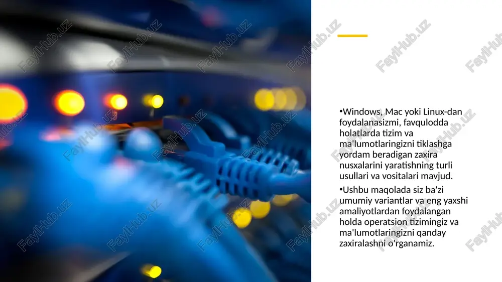 chiring. eslatma: agar siz ilgari ushbu jildlarning zaxira nusxasini yaratgan bo'lsangiz, ular zaxiralangan sifatida ko'rsatiladi. agar siz ushbu jildlarning zaxira nusxasini saqlamoqchi bo'lsangiz, quyida biror narsani zaxiralashni to'xtatmoqchi bo'lsam nima qilishim kerak? ga qarang. 3-qadam: sozlamalaringizni zaxiralang windows zaxiralash siz uchun o'rnatilgan ilovalar, wi-fi tarmog'i va parol ma'lumotlari va til afzalligi yoki fon rasmi sozlamalari kabi boshqa sozlamalar kabi windows sozlamalarini zaxiralashda yordam berishi mumkin. windows zaxira nusxasida ushbu sozlamalarning barchasini ko'rasiz: shunga qaramay, siz shunchaki ushbu sozlamalarni yoqish yoki o'chirib qo'yishingiz mumkin eslatma: agar bu sozlamalar oʻtmishda zaxiralangan boʻlsa (va baʼzilari sukut boʻyicha), ular zaxiralangan sifatida koʻrsatiladi va oʻtish-oʻtish tugmasi mavjud boʻlmaydi. agar ularni zaxiralashni toʻxtatmoqchi boʻlsangiz, quyida “biror narsani zaxiralashni toʻxtatmoqchi boʻlsam nima qilishim kerak?” boʻlimiga qarang. har bir narsani o'zingiz xohlagan tarzda sozlaganingizdan so'ng, zaxiralash-ni tanlang. eslatma: zaxira nusxalashga urinayotganda onedrive’dan xatolik yuzaga kelsa, siz onedrive’ga kirmagan bo‘lishingiz mumkin yoki onedrive bilan bog‘liq boshqa muammo bo‘lishi mumkin, …