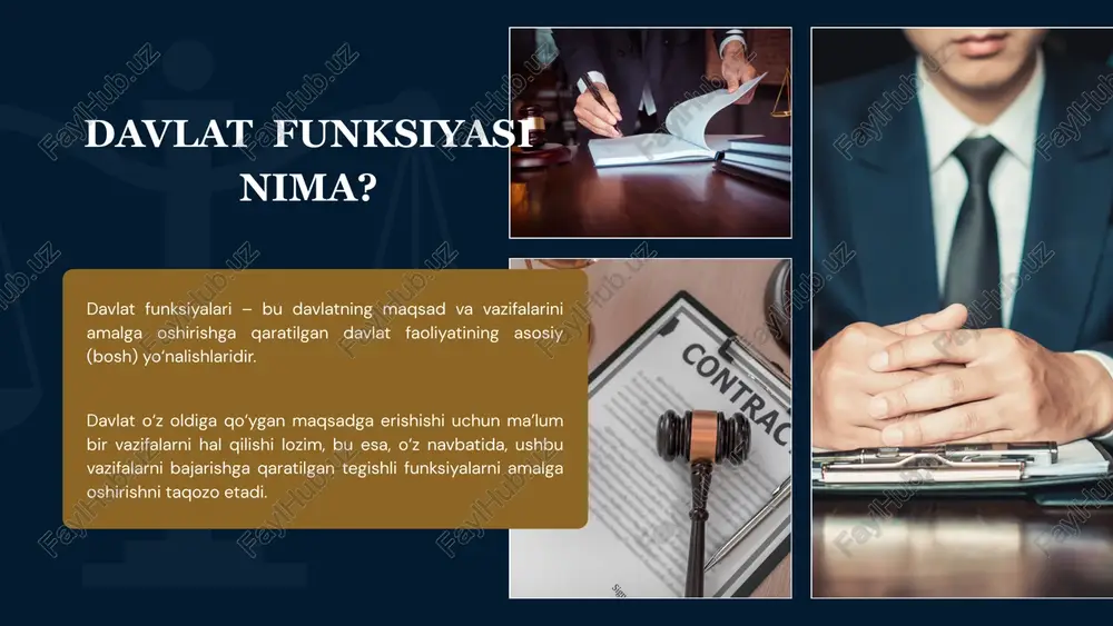 lashtirish va ixtisoslashtirish, eng yangi texnologiyalarni ayirboshlash va joriy etish, tovar aylanishini muvofiqlashtirish, moliya-kredit aloqalarini rivojlantirish muhim o’rin tutadi. davlatlarning siyosiy sohadagi hamkorligi davlat hokimiyatining barcha tarmoqlarida, ya’ni parlamentlararo, hukumatlararo miqyosda amalga oshiriladi. bmt hozirgi zamon davlatlarining siyosiy manfaatlarini muvofiqlashtiruvchi asosiy xalqaro organ hisoblanadi. madaniy va ilmiy-texnik hamkorlik turli shakllarda va davlatlararo miqyosda amalga oshiriladi. nizolarni, shu jumladan qurolli mojarolarni tartibga solish masalalari bilan bmtning doimiy faoliyat yurituvchi organi – xavfsizlik kengashi shug’ullanadi. unga xalqaro tinchlik va xavfsizlikni saqlash, davlatlararo munosabatlarning turli sohalarida hamkorlikni rivojlantirish bo‘yicha keng huquqlar berilgan. atrof-muhitni muhofaza qilish sohasida hamkorlik yer yuzida normal ekologik vaziyatni saqlash bo‘yicha ko‘pgina davlatlarning sa’y-harakatlarini birlashtiradi boshqa davlatlar va xalqaro tashkilotlar bilan hamkorlik funksiyasi e'tiboringiz uchun rahmat! image1.jpeg image2.png image3.svg image4.jpeg image5.jpeg image6.jpeg image7.jpeg image8.jpeg image9.jpeg image10.jpeg image11.jpeg image12.jpeg image13.jpeg image14.jpeg image15.jpeg image16.png image17.svg image18.jpeg image19.jpeg image20.png image21.svg image22.png image23.svg image24.jpeg image25.jpeg image26.jpeg image27.jpeg image28.jpeg image29.jpeg of ule suet sinus, wae …