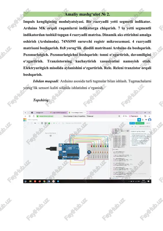 oid loop()_{ for (int i= 0; 4 < 10; itt) { displaymber (i). //-0\ dan slegcha bo'lgan ragemlarni chigaris! delay (1000)7 177! hae bi aga) ww soniya ushiab curish|