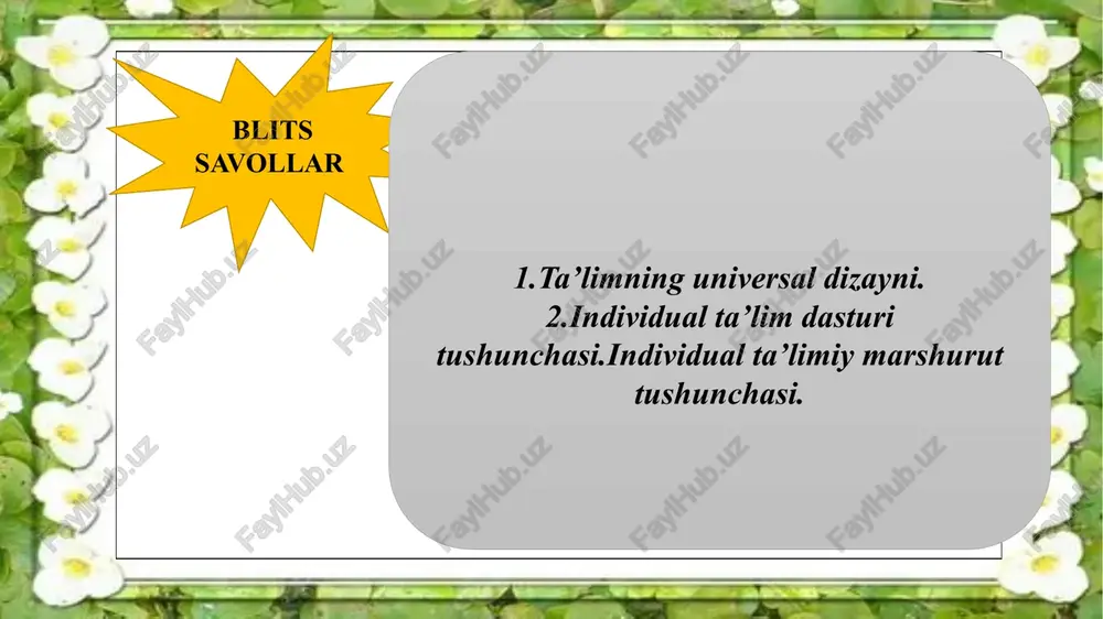 samarali amalga oshirish uchun “rivojlanishdagi nuqson” tushunchasiga alohida e’tibor qaratish lozim. rivojlanishida nuqsoni bo‘lganlarni tashxis qilishda mutaxassislar (l.s.vigotskiy, v.i.lubovskiy, s.d.zabramnaya) tomonidan ko'rsatilgan bir qancha tamoyillarga amal qilish muhim. rivojlanishida nuqsoni bo’lganlarni tashxis qilishning asosiy tamoyillaridan biri bu - kompleks yondashuv bo‘lib unda bolani rivojlanish xususiyatlarini barcha kerakli mutaxassislar tomonidan (vrach, defektolog, psixolog) uning faqatgina bilim olish faoliyatinigina emas, balki xulqi, hissiy irodasi, shuningdek ko'ruv, eshituv, harakat sferasi, nevrologik statusi, somatik holatini har tomonlama tekshirib baholashdir. bolani tibbiy hamda psixologo- pedagogik tekshirishlar tizimlilik asosida olib boriladi. tibbiy tekshiruv vrachlar (pediatr yoki terapevt, nevropatolog, bolalar psixiatri, oftalmolog, otolaringolog, zarur hollarda audiolog) tomonidan o'tkaziladi. asosiy tamoyillardan biri - bu har bir bolaga o'z imkoniyatlarini maksimal darajada rivojlantirish uchun o'z vaqtida kerakli sharoitlarni tashkil etishdan iborat bo'lgan insonparvarlik tamoyilidir. bu tamoyil bolani chuqur va diqqat bilan o'rganish, yo'lida uchraydigan qiyinchiliklarni bartaraf etishni talab etadi. agar umumta’lim maktab sharoitida ko'rsatilgan barcha kerakli va mavjud bo'lgan …