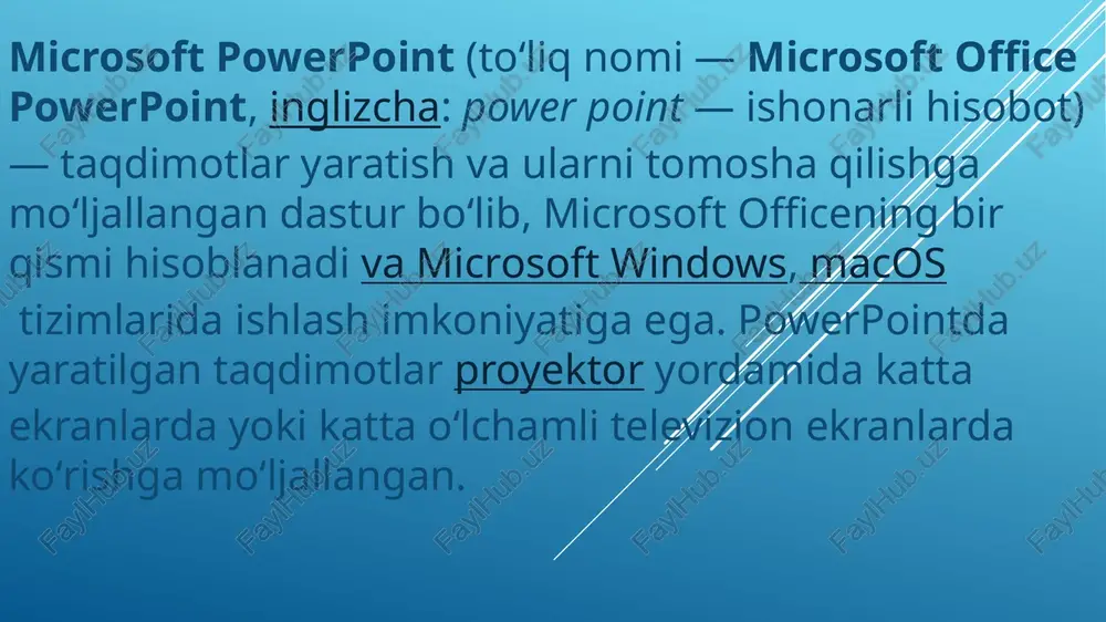 a oyna orqali yangi slayd turini tanlashni bizga taklif etadi. (cozdate canada} taqdimot slaydlarini shakllantirishda power point, ning tashqi ko‘rinishini (rangli jixozlanishini) e‘zgartirish, yordamchisini ishga tushirish. (kouwetpykktoa) tagdimotni struktura rejimida ko‘rsatganda, slaydlar sarlavxalari va barcha asosiy matinnlarining _ o‘rsatish yoki ko‘rsatmasligini ta’minlaydi. taqdimetni struktura rejimida ko‘rsatganda, claydler sarlavxalari va barcha matinnlarining jixozlanishini tashqi ko‘rinishini) ke‘rsatish yoki ke‘rsatmasligini a’minlaydi. tanlangan matn obyektning harflarini bitta qadamga kattalashtirish, ” ‘ , 4s 5 jd_\3 ia fay 0 \* oie u6 rore: obopanen sbdexrei mau rpmenire « sbigenennin caaiigan: aoinida \s\\ess va iin si gulruh > mhoaorp «a4 (ea ones cranes 7] astonpocnorp so om r n lycl kk = a yangi slayd yaratish =tiyoe’-porpaws"-"powerpok p| o tnasnaa | beraeka aysalin tlepexoas! ammmauwia tlokas craiigos peuersuposanme bulg hagcrpoiinn i fg a e jims k ky & abe avda | aw bybep o6mena | craiiast por assau pucosanue peaakruposanne jus lutty4ku bcakme npukonbhbie [texct] [texct] …