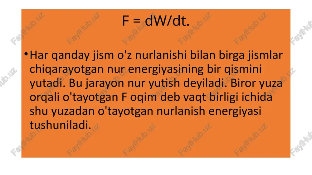 atiga teng. bu ta'rif kimning qonuni deb ataladi? - umov-poynting - faradey - kirxgoff qonuni - maksvell image1.wmf oleobject1.bin image2.wmf oleobject2.bin image3.wmf t k c t f 2 2 2 4 ) , ( p w w = ÷ ÷ ø ö ç ç è æ = = s t 4 t e t t s e 4 4 4 4 1 t rad t rad t rad a t t a e e t t e t = = = = s /docprops/thumbnail.jpeg {ssiglik nurianishi. nurlanishning, kvant tabiati fee 4, mutlog gora jism. 2. kirxgoff qonuni. 3. stefan-bolsman va vin gonunlari reley-lins va plank formulasi 5. issiqlkni ollchovchi optik asboblar vva ularning go'llanilshi.