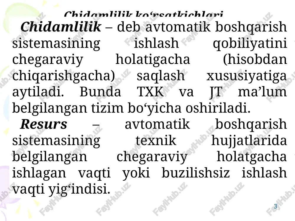 anlik- zaxiralanganlikning asosiy parametrini ko’rsatadi, zaxira zanjirlar sonining asosiy soniga nisbati- m/n to'liq sonlar bilan rezervlashda m qiymati butun son sifatida qabul qilinadi. ma'lum zaxira usullari uchun quyidagi hisoblash formulalari qo'llaniladi. (1.1) pi (t) - vaqt davomida i elementining buzilmasdan ishlash ehtimoli; n - asosiy yoki zaxira zanjirining elementlari soni. * ishonchlilikning eksponentsial qonuni bilan (2.2) * bu yerda zaxiralanmagan tizimning buzilish jadalligi yoki istalgan m zaxiralangan tizim. to’.v -zaxiralanmagan tizimning o’rtacha ishlahs vaqti yoki istalgan m zaxiralangan tizim. ishonchsiz mahsulotlarni zaxiralash (2.3) bu yerda qi(t), pi(t)- buzilish va buzilmasdan ishlash ehtimolligi * ajratilgan zaxiralanganlik bilan doimiy zaxiralanganlik va to’liq karrali (1.1 rasm b) bu erda pi (t) - i-elementning buzilmasdan ishlashi ehtimoli; mi - (i-element zaxiralanganlik karralisi ; n - asosiy tizim elementlarining soni 0 1 . m . . 1 2 n 1 m 1 2 n 1 2 n a ) b ) v ) g ) …