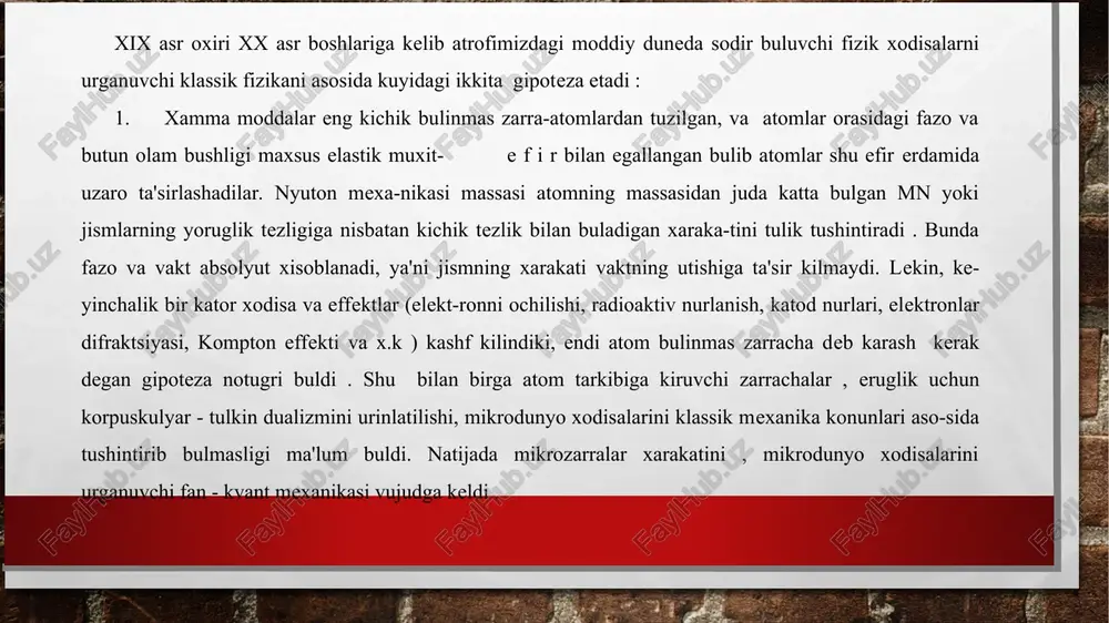 yuzaga keltirdi : 1. maksvell tenglamalari notugri, yoki 2. nisbiylik printsipidan voz kechish lozim yoki 3. galiley almashtirishlari anik emas. tajribalar esa galiley almashtirishlari xakikatga tugri kelmasligini kursatdi. iii. shunday kilib maksvell tenglamalari-ni uzgarishsiz kolishini ta'minlaydigan yangi almashtirish formulalarini topish muammosi yuzaga keldi. ammo bunday almashtrishlar nyuton mexanikasi tenglamalarining uzgarish-siz kolishini ta'minlay olmaydi. shuning uchun mexanika konunlarining yangi almashtirishlarga nisbatan invariant buladigan formasining to-pish kerak. galileyning nisbiylik printsipi asosida fazo va vakt xakida klassik tasavvurlar mavjud ekanini va bu tasavvurlarni xam noanik deb xisoblash kerak . ziddiyatlarni bartaraf etishni shu usuli eng tugri yul ekani aniklandi . buni izchillik bilan rivojlantirgan eynshteyn fazo va vaktni yangicha tasavvur kildi va ularga tayanuvchi yangi almashtirish formalarini (lorents almashti-rishlarini) asoslab berdi va shunday kilib maxsus nisbiylik nazariyasi yaratildi (1905y ). shu yul bilan klassik mexanika bilan elektrodinamika va optika orasidagi ziddiyatni bartaraf etish yulidagi urinishlar eynshteynga nisbiylik printsipini yaratish imkonini berdi . uni …