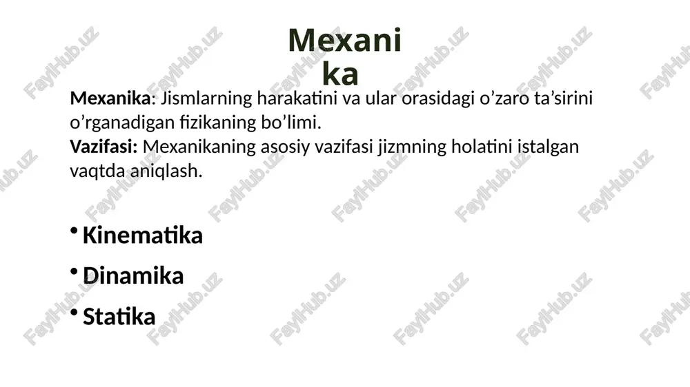 ocmu n kacahua mell ndu ux omuocumelbhom nepemeiyenuu mpenue ckonboicehua cmewenue mg f = r 2 2 1 r m m g f = r /docprops/thumbnail.jpeg mexanika: kinematika va dinamika asoslari