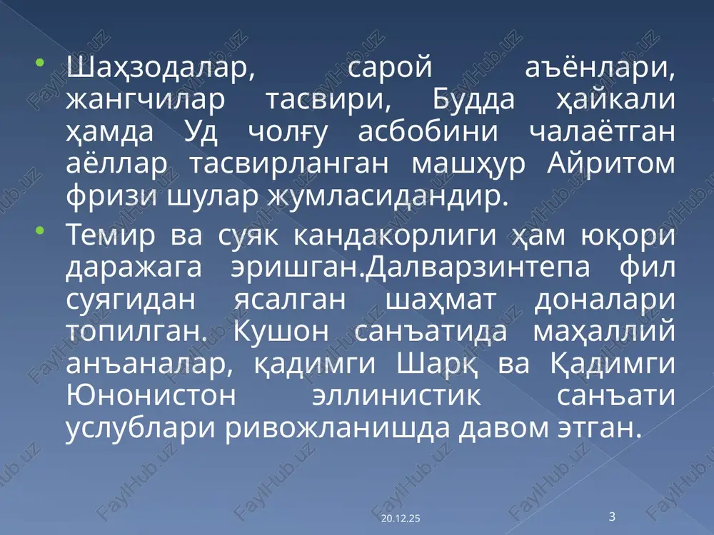 kushonlar davrida hozirgi o'zbekiston hududida binokorlik va me'morchilik - Page 3