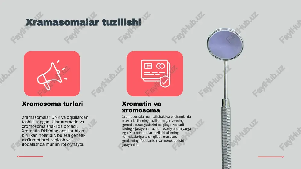 xramasomalar tuzilishini va ularning biologik funksiyalarini o'rganishga yordam beradi. genom tadqiqotlari va ularning ahamiyati genom tadqiqotlari odamlarning genetik xilma-xilligini va populyatsiyalardagi muhim o'zgarishlarni aniqlash imkonini beradi. bu esa odam xramasomalarining biologik ahamiyatini tushunishga yordam beradi. yangi tahlil usullari yangi tahlil usullari, jumladan, crispr texnologiyasi va ngs (next-generation sequencing) usullari yordamida odam xramasomalarining funksional xususiyatlari va ularning evolyutsion rivojlanishidagi ahamiyati o'rganilmoqda. odamlarning genetik xilma-xilligi odamlarning genetik xilma-xilligi, shuningdek, xramasomalar va ularning funksiyalari haqida chuqurroq tushuncha berishi mumkin. bu xilma-xillik, odamlar orasidagi farqlarni aniqlash va genetik kasalliklarni oldini olishda muhimdir. zamonaviy tadqiqotlar metodologiyasi zamonaviy tadqiqotlar xramasomalar va ularning marfofunsianal xususiyatlarini o'rganishda bir nechta metodologiyalarni qo'llaydi. bular orasida eksperimentlar, observatsiyalar va statistik tahlil usullari muhim rol o'ynaydi. tadqiqotlar davomida to'plangan ma'lumotlar ilmiy asosda tahlil qilinadi, bu esa natijalarning ishonchliligini oshiradi. eksperimentlar xramasomalar ustida to'g'ridan-to'g'ri ta'sir ko'rsatish orqali olingan natijalarni aniqlashga yordam beradi. observatsiyalar esa tabiiy sharoitlarda xramasomalar va ularning funksiyalarini o'rganishga imkon beradi. …