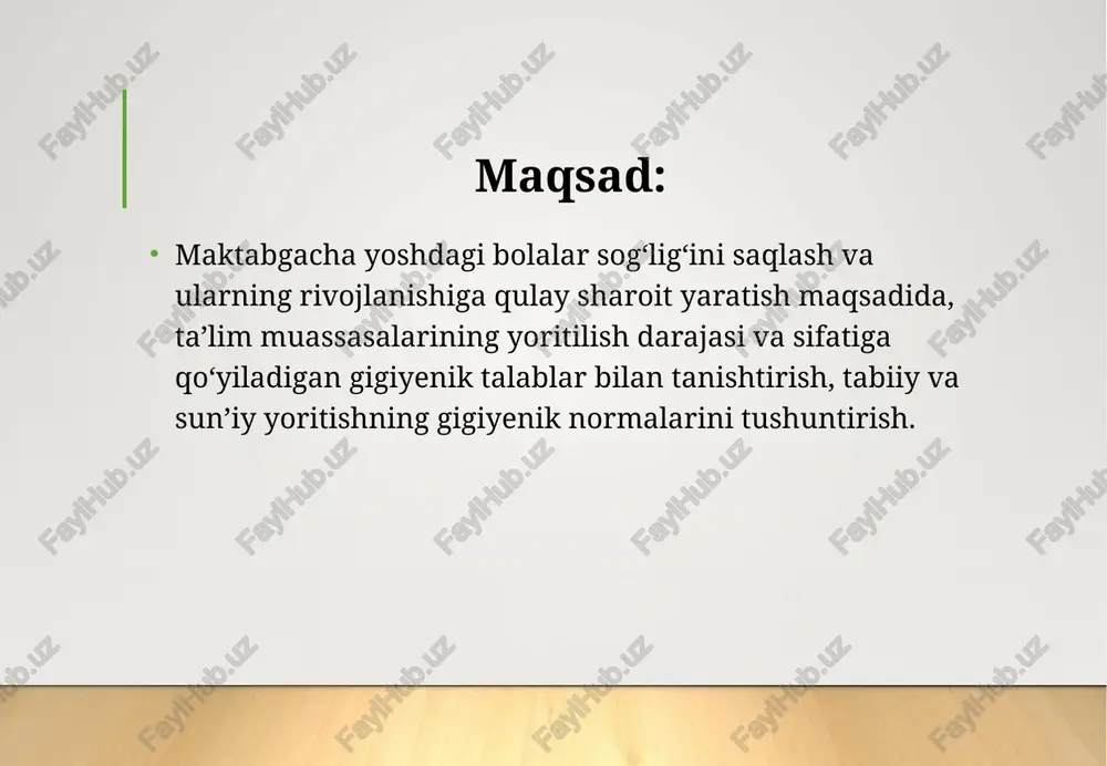 azam tekshirib turilishi va ishlamay qolgan lampalar almashtirilishi kerak. har bir xonada yorug‘lik darajasi luxmetr bilan o‘lchanib, sanitariya talablariga mosligi baholab borilishi zarur. o‘yin, ovqatlanish, uxlash xonalari yoritilishiga alohida e’tibor qaratilishi lozim. xulosa: maktabgacha taʼlim muassasalaridagi yoritilish holati bolalar salomatligi va psixofiziologik rivojlanishiga bevosita ta’sir ko‘rsatadi. yoritishning gigiyenik talablariga amal qilish, maktabgacha yoshdagi bolalarda ko‘z kasalliklari, charchoq va asabiylikning oldini oladi. shu boisdan, yoritish meʼyorlariga qat’iy amal qilish va muntazam nazorat qilish maktabgacha taʼlim sifatini oshirishning muhim omillaridan biridir. yorug’likning normal dispersiya dispersiyaning elektron nazariyasi yorug’likni elektromagnit to'lqin, modda tuzilishini esa elektron nazariya asosida tasavvur qilish etarli. elektron nazariyaga asosan jism elektronlar va ionlardan tashkil topgan. ular yorug’lik ta'sirida tebranma harakatga keladi. elektromagnit to'lqin jismdan o'tayotganda - e zaryadli har bir elektronga elektr kuch ( ) va lorens kuchi ( ta'sir qiladi: e0 ning amplituda qiymati,  - to'lqinning siklik chastotasi. birinchi yaqinlashishda kuch faqat eng tashqi elektronlarni siljitadi, deb …