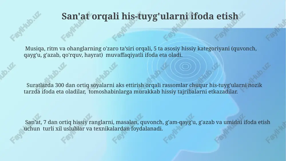 rog'i milliy madaniyatning tarixiy, ijtimoiy va falsafiy qarashlarini aks ettirib, uning boyligini namoyish etadi. san'at va xalqaro hamkorlik jahon miqyosidagi 15 ta yirik san'at muzeyi o'rtasida o'tkazilgan hamkorlik tadbirlari natijasida 5 milliondan ortiq odam san'at asarlari bilan tanishdi. madaniy merosni saqlash bo'yicha xalqaro grantlar soni oxirgi 5 yilda 2 barobar ko'payib, 100 dan ortiq loyihaga moliyalashtirish ajratildi. san'at orqali xalqaro hamkorlik loyihalari soni 2020-yildan buyon 30% ga oshdi, bu madaniy almashinuv va turizmning rivojlanishiga yordam berdi. san'at orqali muloqot va tushunish san'at asarlari orqali 20 dan ortiq madaniyat vakillarining o'zaro tushunchasi va muloqoti kuchayib, global miqyosda 30% ga yaqin birdamlikka erishish mumkin. san'at terapiyasi usullari, masalan, 10 ta turli ijodkorlik texnikasi orqali, hissiy jihatdan murakkab muammolarni tushunish va hal qilishga yordam beradi. musiqa, rasm va adabiyot kabi turli san'at turlarining sinergiyasi orqali 5 dan ortiq til to'siqlarini bartaraf etib, samaraliroq muloqot o'rnatish mumkin. san'at tarixi va uning ta'siri arxeologik topilmalar …