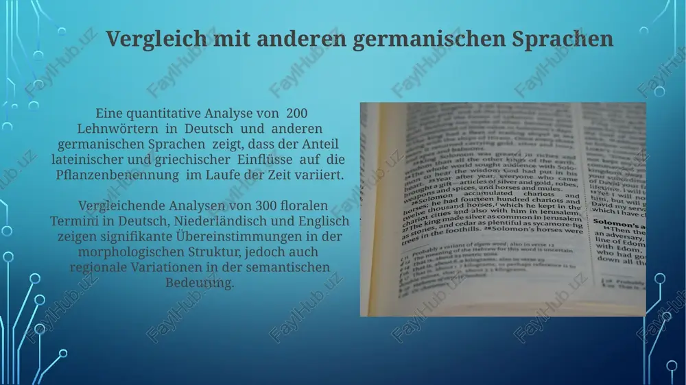 farbe, blütenform) zeigte eine hohe varianz, mit über 200 beschreibenden adjektiven, die die semantische reichhaltigkeit der deutschen blumensprache unterstreichen. die semantische analyse ergab 7 hauptkategorien für deutsche blumenbegriffe, darunter "wildblumen", "zierpflanzen" und "heilpflanzen", mit einer signifikanten überlappung zwischen den kategorien. synonyme und antonyme im floralen lexikon von den analysierten 250 adjektiven, die blumen beschreiben, wiesen ca. 30% gleichzeitig synonyme und antonyme beziehungen zu anderen floral-deskriptiven termini auf, demonstrierend die komplexität des semantischen feldes. untersuchungen zeigten eine asymmetrische verteilung von antonymen; während für „geöffnet“ mehrere antonyme wie „geschlossen“, „verwelkt“ existieren, finden sich für „künstlich“ nur wenige gegensätzliche begriffe im kontext von blumen. untersuchung semantischer relationen basierend auf der analyse von 5 verschiedenen wörterbüchern ergab sich eine durchschnittliche varianz von 12% in der semantischen beschreibung einzelner floralbegriffe. die untersuchung von 200 wortpaaren zeigte eine signifikante korrelation zwischen morphologischer ähnlichkeit und semantischer nähe bei 65% der fälle. analyse von komposita und derivation derivationsprozesse, …