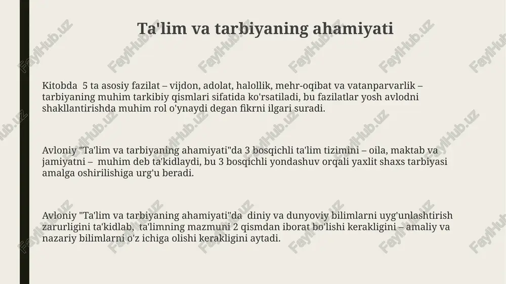 -asr boshlari o'zbekiston jamiyatidagi ijtimoiy adolatsizlik muammolariga 20 dan ortiq misol keltirilgan. ijtimoiy adolatsizlikning ta'siri orqali shaxsning ruhiy buzilishi, uning vijdoniga ta'siri va 3 xil mumkin bo'lgan reaksiyalarning tahlili berilgan. asarda vijdon masalasi, qonun va adolat tushunchalarining bir-biriga mos kelmasligi, ya'ni 5 ta holatda qonunlarning adolatsizligini ko'rsatuvchi misollar taqdim etilgan. e'tiboringiz uchun rahmat @taqdimot_robot