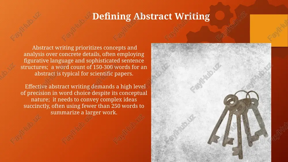 essible format, increasing readership by potentially 25% in scholarly publications. semantic analysis and natural language processing will enable more nuanced keyword assignments, leading to improved search engine optimization (seo) and enhanced discoverability of research papers across 1000+ databases. types of abstracts descriptive abstracts, typically 150-250 words, provide a detailed overview of the study's purpose, methods, results, and conclusions, offering a comprehensive summary for readers. indicative abstracts, often shorter than 100 words, act as a roadmap to the full text, highlighting the main topics and scope of the study without presenting specific results or data. avoiding common mistakes in abstracts ensure your abstract accurately reflects the scope of your work; don't overpromise or undersell your findings. maintain a consistent narrative throughout the 200-300 word limit. avoid overly broad claims; quantify results with specific data (e.g., "increased by 15%") instead of vague statements like "significant improvement." aim for precision. best practices for …