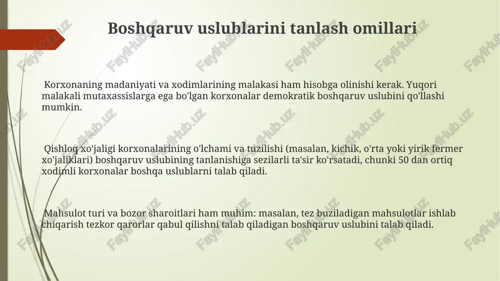 ar. liberal boshqaruv uslubi, loyihalarning 70%ida innovatsion yechimlarni qo'llashga va raqobatbardoshlikni 25% ga oshirishga yordam beradi. e'tiboringiz uchun rahmat @taqdimot_robot