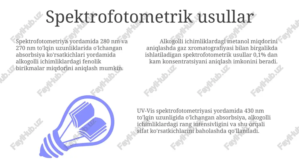 iruvi o'tkazish va yillik chiqindilarni 10% ga kamaytirish bo'yicha choralar ko'rish zarur. mahsulotning organoleptik ko'rsatkichlarini (rang, hid, ta'm) yaxshilash uchun kamida 3 xil filtrlash usuli qo'llanilishi va yoshga bog'liqlik jarayonini 5-10% ga uzaytirish tavsiya etiladi. sifatni yaxshilash uchun xomashyo sifatini 15-20% ga oshirish, zamonaviy fermentatsiya texnologiyalaridan foydalanish va tozalash jarayonlarini optimallashtirish kerak. spirtli ichimliklarning saqlash shartlari shisha idishlarda saqlanayotgan spirtli ichimliklarni vertikal holatda saqlash, tiqinning yaxshi holatda bo'lishini va ichimlikning oksidlanishini oldini olish uchun muhimdir, bu esa sifatni 2-3 yilga uzaytirishi mumkin. spirtli ichimliklarni 10-25°c oralig'ida, to'g'ridan-to'g'ri quyosh nuri tushmaydigan, salqin va quruq joyda saqlash kerak, aks holda sifat va ta'm xususiyatlari o'zgaradi. yuqori sifatli spirtli ichimliklarni uzoq muddat saqlash uchun optimal sharoitlar namlik darajasi 50-70% oralig'ida bo'lishi va haroratning keskin o'zgarishidan saqlanishni talab qiladi. xromatografik usullar spirtli ichimliklar tarkibidagi turli xil shakarlarni aniqlash uchun hplc usuli bilan bog'liq bo'lgan refraktometrik detektorlar 0,1% dan kam konsentrasiyadagi shakarlarni aniqlay oladi. yuqori …