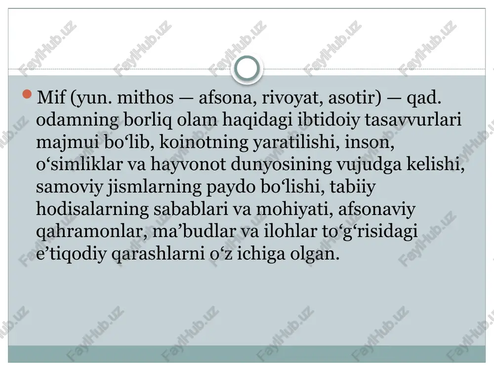 ashgan va hindevropa xalqdari m.si yagona negizga borib taqaladi, degan muhim ilmiy xulosaga kelishgan. ana shu nazariyani rivojlantirgan a. kun, v. shvars, v. mannhardt (germaniya), m. breal (fransiya), m. myuller (angliya), f. i. buslayev, a. n. afanasyev, o. f. myuller, a. a. potebnya (rossiya) kabi olimlar miflarni qiyosiy tadqiq etishgan. keyinchalik jahon mifshu-nosligida koʻplab yangi ilmiy yoʻnalishlar yuzaga kelgan. xususan, ingliz qiyosiy etnografiyasining yutuklari asosiga qurilgan "antropologik maktab" (e. taylor, e. lang , g. spenser, j. freyzer); mif va marosimlarni oʻzaro uzviylikda tadqiq etgan kembrijlik mifshunoslarning "ritualistik maktab"i (d. harrison, f. m. kornford, a. b. kuk, g. marri); ibtidoiy madaniyatning ruhiy asoslarini oʻrgangan fransuz etnologlarining "ijtimoiy maktabi" (e. dyurkgeym, l. levi-bryul); mifologik tafakkurning intellektual hodisa sifatidagi oʻziga xosligini yoritib bergan "simvolistik maktab" (e. kassiyer, v. vundt, k. g. yung—germaniya); "strukturual maktab" (k. levi-stross—fransiya) vakillarining asarlarida miflar turli nuqtai nazardan taxdil kilingan. oʻzbek m.si esa gʻ. akramov, b. sarimsoqov, t. haydarov, …
