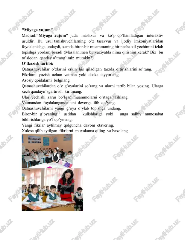 nosatni to’g’ri chiziq da o’z o’rnini belgilash bilan bildiriladi. chiziqning bir tomoni o’lim jazosi ikkinchi tomoni uni rad etish chegarasi qilib belgilanadi.ishtirokchilarga chiziqda o’zining egallagan joyini asoslashga imkon berish, turli nuqtai-nazardagi fikrlarni eshitish kerak. muxokamadan so’ng o’z pozitsiyasini kayta baxolashga xam imkon berish mumkin. ishtirokchilardan muxim aniqashtiruvchi shart-sharoit, xolatlardan so’ng xam bu o’rinda qolishi,u yoki bu tomonga qarab siljitishini so’rash xam foydali usuldir. masalan,yo’lovchi samolyotga terrorist tomonidan portlovchi modda qo`yilgan, u bir soatdan so’ng portlashi aniqangan bo’lsa-chi? u jinoyatchiga bu jazoni qo`llashga nisbatan u pozitsiyasini o’zgartiradimi yoki o’z pozitsiyasida qoladimi? darajalashning bunday variant aniq munosabat va nuqtai-nazarni to’g’ri aks ettirish imkonini berishi mumkin. katta emotsionallik va intellectual ta’sir kuchga ega. «rolli o’yin» va «imitasiya» (o’xshatish, takid) rolli o’yin ishtirokchilar u yoki buni boshqa kishilardek qanday xis qilishadi,o’ylanadi, xarakat qilishadi yoki aniq muammo, variant «rollarda ijro etiladi». imitasiya: ishtirokchilar belgilangan muxit, sharoit chegarasida aniq muammoga nisbatan xarakat qilishadi. masalan, parlament muxokamasi, …