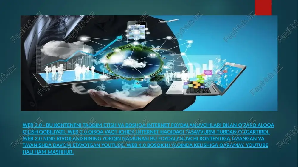 anishining ushbu bosqichida asosiy omillar boʻldi. " ilova " tushunchasi ham paydo boʻldi (inglizcha: app), bu „ilova dasturi“ ning qisqartmasi (inglizcha: application program) va ilovalar doʻkonlari. image6.jpeg image7.jpeg image8.jpeg image9.jpeg image10.jpeg image11.jpeg image12.gif image2.png image3.png image4.png image5.png ee nternet design vay, social media flower blogs ) news sharing j social | networks + profile sharing "content networks content sharing re | a=