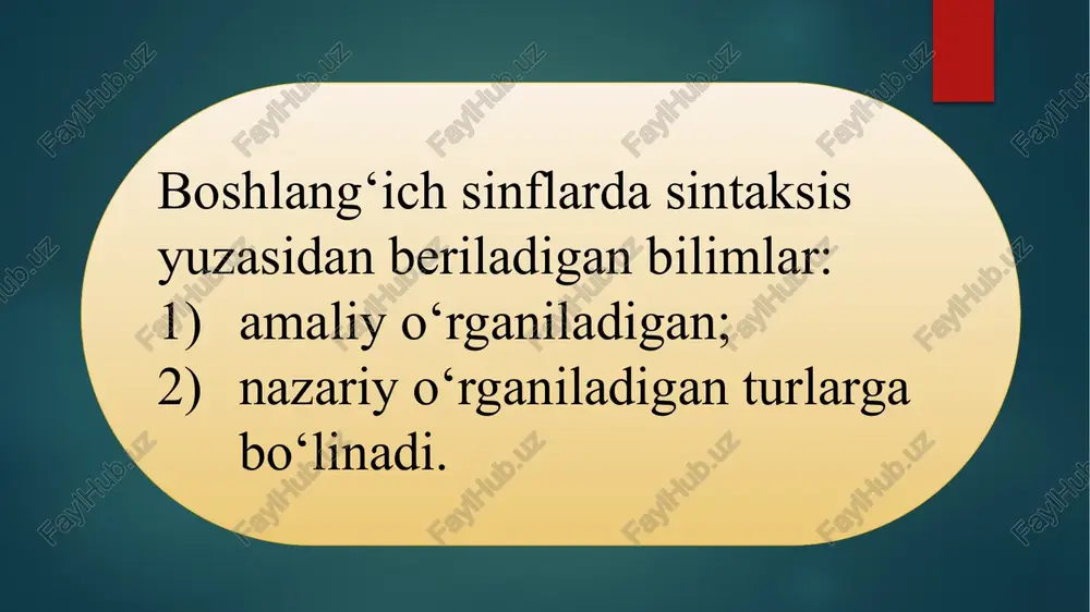 aterial kam bo‘lsa ham, butun o‘quv yili davomida, boshqa mavzularga singdirilgan holda, gap ustida ishlab boriladi. 5a-ilova dasturga ko‘ra 1-sinfda o‘quvchilarga gap haqida elementar tushunchalar beriladi. gap tugallangan fikr bildirishi, gap so‘zlardan tashkil topishi, uning oxiriga ma’lum tinish belgilari qo‘yilishi haqida amaliy ma’lumotlar beriladi. 2-sinfda esa o‘quvchilar gap haqida nazariy tushunchalar oladilar. ular gapdan kim yoki nima haqida aytilganini va u hakda nima deyilganini bildirgan so‘zni ajratishga o‘rganadilar. aslida gapning grammatik asosi ustida ishlash mana shundan boshlanadi va bu bosh bo‘laklarni o‘rganishga muqaddima bo‘ladi. 3-sinf gap ustida ishlash yangi bosqichdir. o‘quvchilar gapni amaliy o‘rganishdan tushuncha sifatida o‘rganishga o‘tadi. ular gapning muhim belgilarini bilib oladilar. bosh va ikkinchi darajali bo‘laklarning ta’rifi, ega va kesim terminlari kiritiladi. bu sinfda gapda so‘zlarning bog‘lanishiga katta e’tibor beriladi. o‘quvchilar gapning asosi (ega va kesim) ni ajratadilar, ikkinchi darajali bo‘laklarni farqlaydilar va gapdagi ikki so‘z (hokim va tobe so‘zni)ni, so‘zlarning grammatik jihatdan, ya’ni qo‘shimchalar orqali bog‘lanishini …