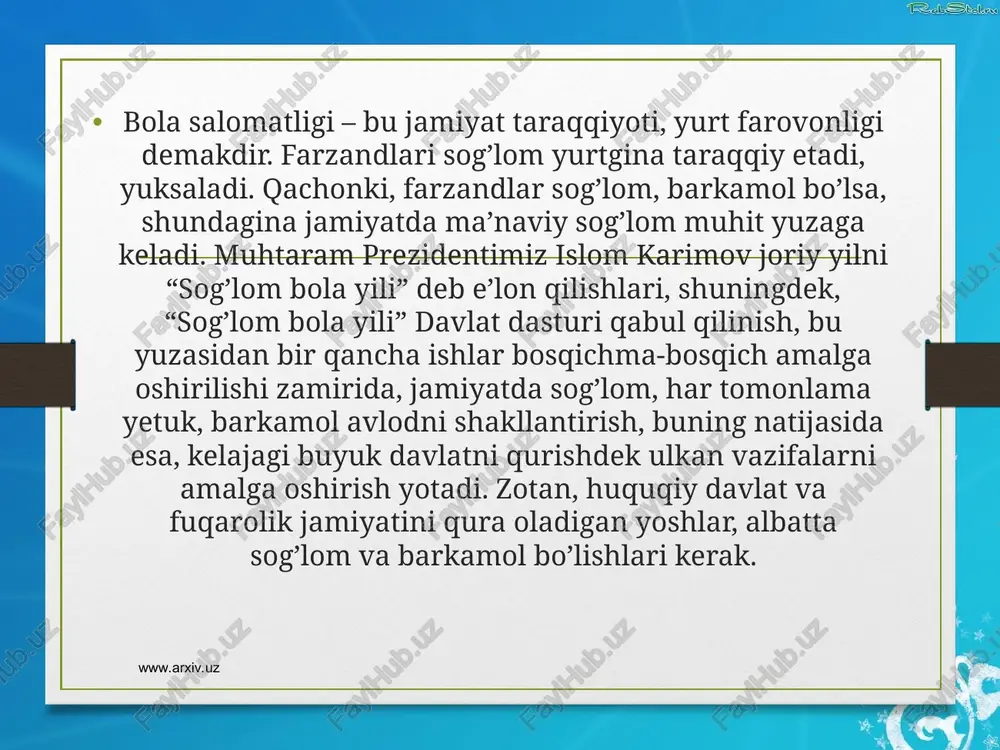 estetik jixatdan tarbiyalaydi. predmet va xodisalarning xususiyati xamda sifatlari xakidagi bilimni shakllantirish maksadida tashkil etiladigan kiska muddatli kuzatuvlar jarayonida bolalar kismlarning shakli, rangi, kattligi, tuzilishi, fazoviy joylashuvini, satxining xarakatini farklashni, xayvonlar bilan tanishganda esa xarakat xarakteri ular chikaradigan tovushlarni xam urganadilar va xokozo. www.arxiv.uz www.arxiv.uz usimlik va xayvonlarning usishi xamda rivojlanishi tabiatdagi mavsumiy uzgarishlar xakidagi bilimlarning jamgarilishi uchun kuzatishning ancha murakkab turi uzok muddatli kuzatishlardan foydalaniladi. bunda bolalarga ob`ektning kuzatilayotgan xolatini ilgarigi bilan kiyoslashga tugri keladi. bu kuzatishlar davomida bolalarning zexni va kuzatuvchanligi usadi. analiz kilish, kiyoslash, xulosa chikarish protsessi takomillashadi. kuzatishlar tarbiyachi tomonidan bolalarni usimlik va xayvonlar bilan ob-xavo bilan kattalarning tabiatdagi mexnati bilan tanishtirishda tashkil etiladi. kuzatishlar mashgulot va ekskursiyalarda, sayrlarda, tabiat burchagida va shu kabi joylarda olib boriladi. www.arxiv.uz www.arxiv.uz tabiatdagi mexnat bolalar mexnat obektlari usimliklarning xususiyatlari va sifatlari ularning tuzilishi extiyojlari rivojlanishining asosiy boskichlari ustirish usullari usimliklar xayotidagi mavsumiy uzgarishlar xakida xayvonlar, ularning tashki kurinishi extiyojlari, …
