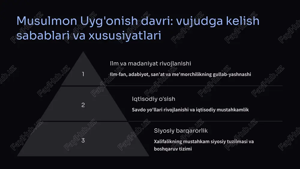 davrning hozirgi davrga ta'siri va uning zamon talablariga mosligi haqida yangi va qiziqarli fikrlarni o'rtaga qo'yadi. a.metsning ilmiy qarashlari zamonaviy dunyo uchun ham dolzarbdir. chunki, u o'z asarlarida diniy va madaniy o'zgarishlarni, xalqlar o'rtasidagi munosabatlarni va tarixiy jarayonlarni keng qamrovli tahlil qilgan. uning ilmiy merosini o'rganish bizga zamon talablariga moslashgan, o'ziga xos xususiyatlarga ega yangi fikrlash uslubini shakllantirishga yordam beradi. 8 a.mets ilmiy merosi va uning ahamiyati 1 tarixiy manbalarni chuqur tahlil qilish a.mets o'z tadqiqotlarida xronikalardan, tarixiy hujjatlardan, shuningdek, o'rta asr manbalaridan keng foydalangan. uning ushbu manbalarni chuqur tahlil qilish qobiliyati musulmon uyg'onish davri haqidagi bilimlarimizni boyitdi. 2 zamonaviy sharqshunoslikka qo'shgan hissasi a.mets o'zining ilmiy ishlari orqali zamonaviy sharqshunoslik rivojiga katta hissa qo'shdi. uning ilmiy tadqiqotlari tarixiy jarayonlarni chuqur tushunishga va ularni zamonaviy dunyo bilan bog'lashga yordam berdi. 3 madaniyatlararo muloqotni rivojlantirish a.metsning musulmon uyg'onish davri haqidagi tadqiqotlari madaniyatlararo muloqot va tushunishni rivojlantirishga xizmat qiladi. uning ishlari sharq va …