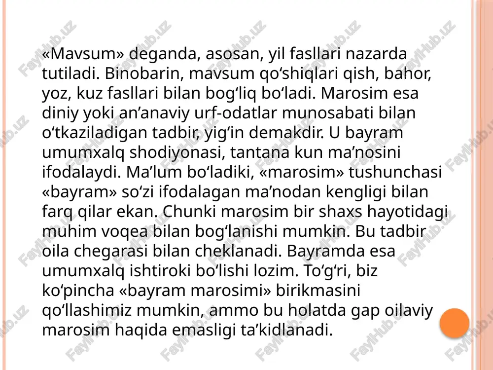 igirmasi ham bittadan qo‘y so‘yib bo‘lib beradi». «sherda» marosimining to‘liq tavsifi 1928-yilda etnograf olim m.f. gavrilov tomonidan zomin va shahriston tumanlarida istiqomat qiluvchi «qirq», «ming», «yuz», «qarapchi», «parchayuz» urug‘laridan yozib olingan. an’anaga ko‘ra, «sherda» marosimi ikki xil yo‘l bilan, ya’ni o‘tirish uchun zarur bo‘ladigan masalliqlarni birgalikda, qo‘shilishib xarid qilish yoki «to‘kma» usulida (shuning uchun ham m.f. gavrilov bu marosim toshkent atrofidagi qishloqlarda «to‘kma» deb ataladi deb yozgan edi) hamda marosim ishtirokchilarining har biri galma-gal xarajat qilishi yo‘li bilan tashkil etilgan. «sherda» qish bo‘yi o‘tkazilishi ko‘zda tutilganligi sababli bu marosimda ishtirok etadigan jo‘ralar, ulfatlar yoki tengdoshlar o‘zlarining ichidan bir kishini «bek» qilib saylaganlar. bek esa o‘ziga yordam beradigan «o‘ng otaliq» va «chap otaliq»ni tayinlagan. biror sabab bilan bek «sherda»da qatnashmay qolsa, uning vazifasini bajaruvchi o‘rinbosar hisoblanishgan. odatda qish kirishi bilan o‘tkazilgan birinchi «sherda»da «bek» saylangan. jizzax viloyatining forish tumanidagi forish davlat xo‘jaligining 2-bo‘limida yashovchi 70 yashar ortiqvoy risbekovning aytishicha, bu udum …