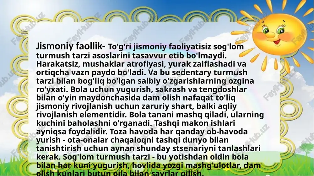 i bor? bolalarda yirik motorikani rivojlanishiga ta’rif bering va misollar kiriting. bolalarda mayda motorikani rivojlanishiga ta’rif bering va misollar kiriting. bolalarda sensomotorikani rivojlanishiga ta’rif bering va misollar kiriting. bolalarda sog’lom turmush tarzi va xavfsizlgi asoslari nima ? image1.png image2.jpg image3.jpg image4.jfif image5.jpg image6.jpeg | li | /docprops/thumbnail.jpeg