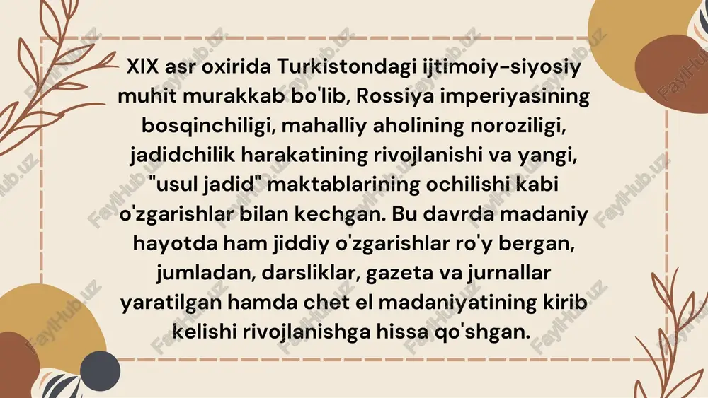 turkistonda xix asr oxirlarida milliy uyg'onish jarayonlari - Page 3
