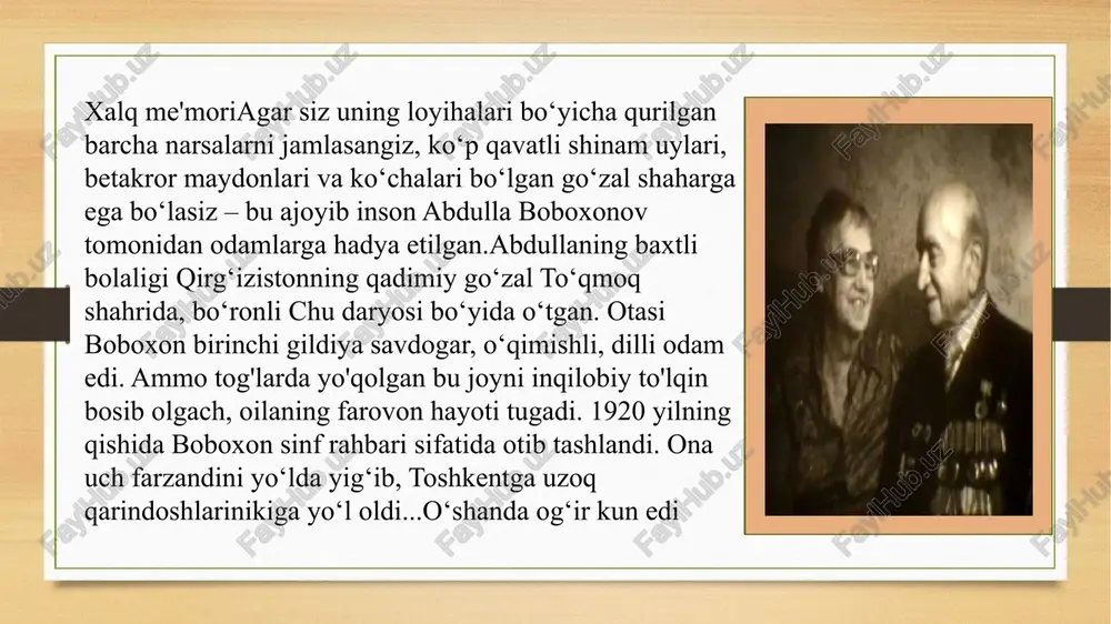 i nomi bilan atalgan.dushanbe shahrining markaziy prospektida, sssrning dastlabki yillarida milliy naqshlar yordamida qurilgan binoda, rudakiy shoh ko'chasi, bino manzilida joylashgan. 86, dushanbe-734001, tojikiston respublikasi. teatrning badiiy rahbari va bosh rejissyori d.ubaydullaev. 1929 yilda yaratilgan. tojikistonning birinchi metropolitan professional teatri – tojikiston ssr maorif xalq komissarligi qoshidagi tojikiston davlat teatri dushanbeda rus drama teatri bilan bir vaqtda tashkil etilgan. ikkala teatr ham stalinobod shahrining asosiy ko'chasida joylashgan rus teatri binosida joylashgan edi. spektakllar har kuni - bir marta tojik tilida, ertasi kuni rus tilida bo'lib o'tdi. uni yaratishda tojik professional teatrining asoschisi x. s. maxmudov ishtirok etgan. hamza hakimzoda niyoziy hamza hakimzoda niyoziyning qabrlari shohimardon — oʻzbekistondagi kichik goʻzal qishloq boʻlib, ulugʻvor oloy tizmasi togʻlari orasida qulay joylashgan. tasavvur qilish qiyin, lekin aynan mana shu bemaza maskanda 1929-yil 18-martda o‘zbek adabiyotini boyitgan yozuvchi, shoir, dramaturg, bastakor va musiqachi teatrlar, pedagog, jamoat arbobi, sotsialistik qadriyatlar targ‘ibotchisi bilan hamkorlik qilgan. hamza hakimzoda …