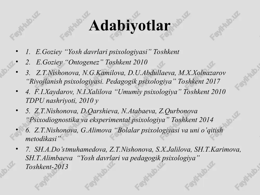 , kasalliklarning oldini olish va ularni da’volash, shuningdek, salomatlikni mustahkamlash haqidagi fan. bolalarda uchraydigan ko’pgina kasalliklarning manbayi psixologik xatakterga egadir. masalan, tadqiqotlarning ko’rsatishicha, bronhial astma bilan og’rigan kasalliklarning ko’pchiligiga bolaligidan ota-onalari emosiyalarni erkin ifodalash, tashabbus ko’rsatish imkoniyatini chegaralaganlar. kasallikning zo‘rayishi bir tomondan psixik omillarga (tushkunlikka berilish vasvasaga tushush, hadiksirash va shu kabilarga) bog‘liq bo‘lsa, ikkinchidan dardning o‘zi ham, jumladan terapevtik muolajaning samaradorligini pasaytirib yuborishi mumkin bo‘lgan alohida psixik holatlarni keltirib chiqaradiki, bu hol vrach va psixologning kuch-g‘ayratlari birlashtirilishini zarurat qilib qo‘yadi. umumiy psixologiya va rivojlanish psixologiyasi- umumiy psixologiya umumiy psixologik qonuniyatlarini, psixologiyaning nazariy tamoyillarini, asosiy kategoriyalarini, metodlarini o’rganuvchi nazariy va eksperimental tadqiqotlardir. masalan, umumiy psixologiya tafakkur faoliyatining xususiyatlari, tafakkur turlari va operasiyalari haqida umumiy tasavvurni hosil qiladi. rivojlanish psixologiyasi esa turli yosh bosqichlarida tafakkurning qanday xususiyatlar kasb etishini, tafakkurning qanday rivojlanishini o’rganadi. bunda u, albatta, umumiy psixologiyadagi tasavvurlarga tayanadi, uning metodlari va kategoriyalaridan foydalanadi ijtimoiy psixologiya va rivojlanish psixologiyasi- ijtimoiy …