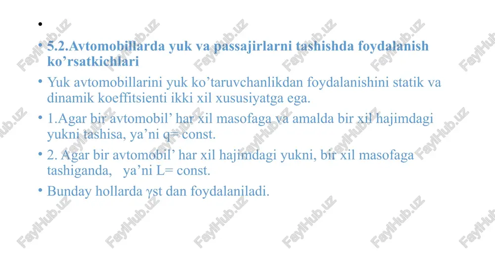 avtomobil transporti ishining asosiy ko`rsatkichlari - Page 3