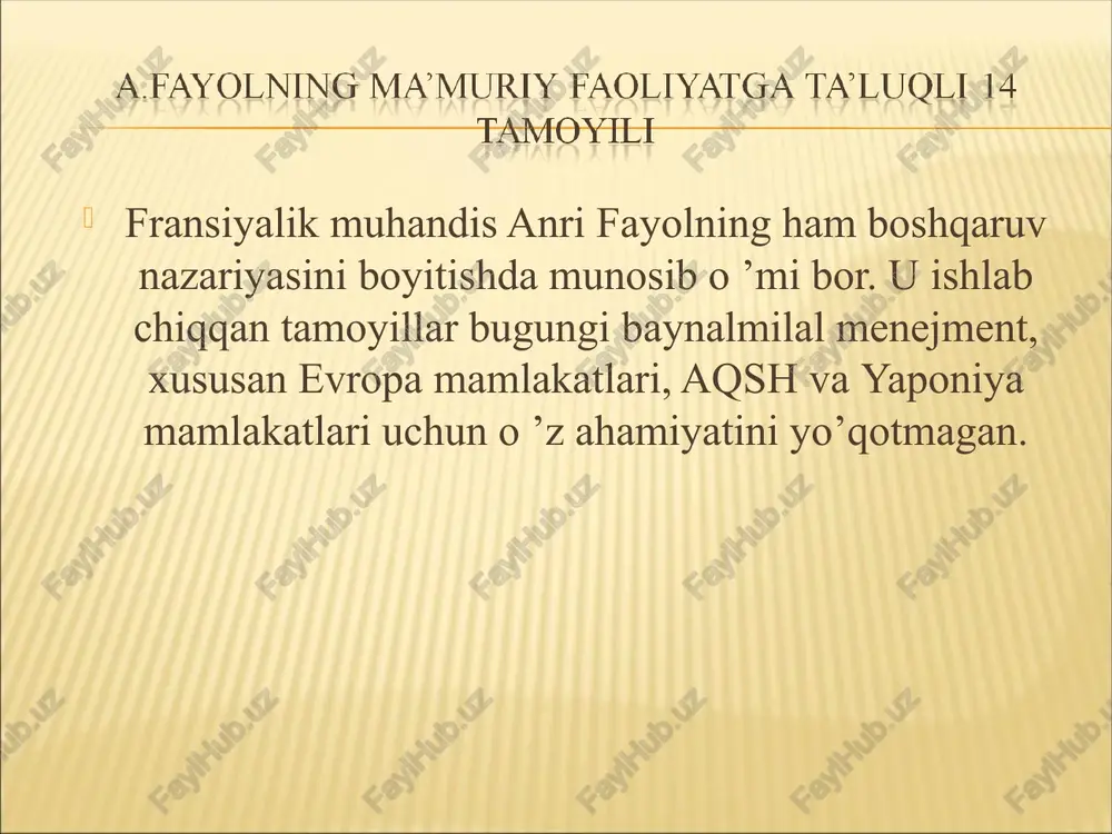 nib, unga “resurs” sifatida qarash mumkin emas. korxona strategiyasi va tuzilishi insonning xohishi va salohiyatiga asoslanishi kerak. resurs inson shaxs mehnat resusrlarini boshqarish (human labour management) personalni boshqarish (personnal management inson resurslarini boshqarish (human resource management) ijtimoiy menejment (social management) iqtisodiy ijtimoiy tizim personalni boshqarish konsepsiyalari boshqaruv jarayonlari darajasida. ushbu jarayonlarga bevosita inson jalb etilgan bo’lib, ular bilimning quyidagi sohalarini qamrab oladi: kommunikatsiya sohalari; ijtimoiy mojarolar; boshqaruv munosabatlarini takomillashtirish yo’llari; qiziqtirish va nazorat; xodimlar guruh a’zolari sifatida. inson darajasida. bu darajada insonga shaxs va ishlab chiqarish munosabatlarining ishtirokchisi sifatida yondashiladi. ilmiy tadqiqotlar bu darajada quyidagi sohalarda olib boriladi: personalni boshqarish yoki personal menejmenti deyilganda ham alohida menejerlar, ham umuman boshqaruv butun apparatining faoliyat turlari, eng avvalo boshqaruv faoliyati tizimi tushuniladi. korxona mehnat bozorida ishchi kuchi qidiradi, ammo ishlab chiqarishda aniq insonlar bilan o’zaro munosabatda bo’ladi. shu sababli personalni boshqaruv funkdiyasining ikki sohasi mavjuddir: insonlarga rahbarlik qilish (etakchilik). tahliliy ish. bu …